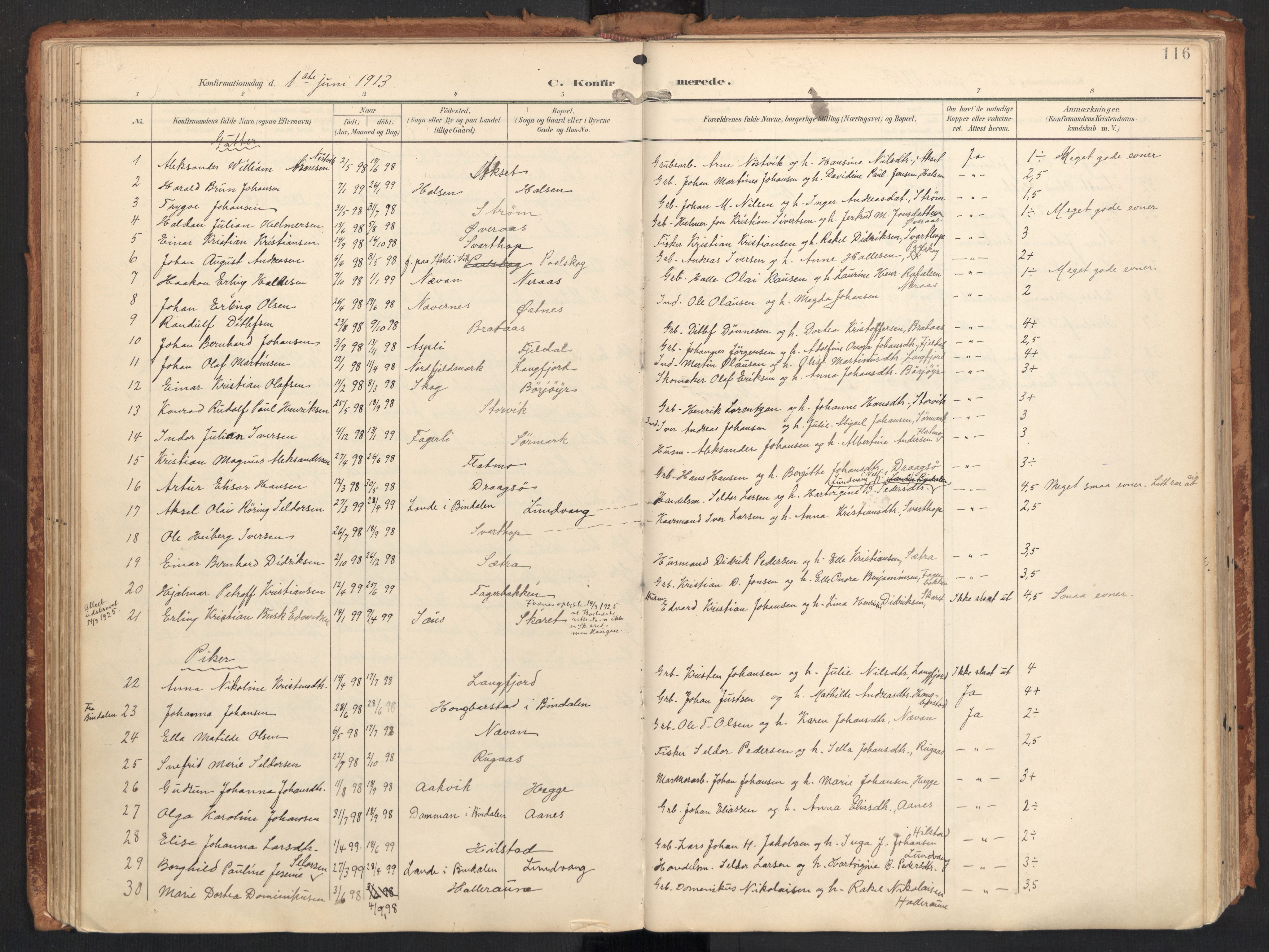 Ministerialprotokoller, klokkerbøker og fødselsregistre - Nordland, SAT/A-1459/814/L0227: Parish register (official) no. 814A08, 1899-1920, p. 116