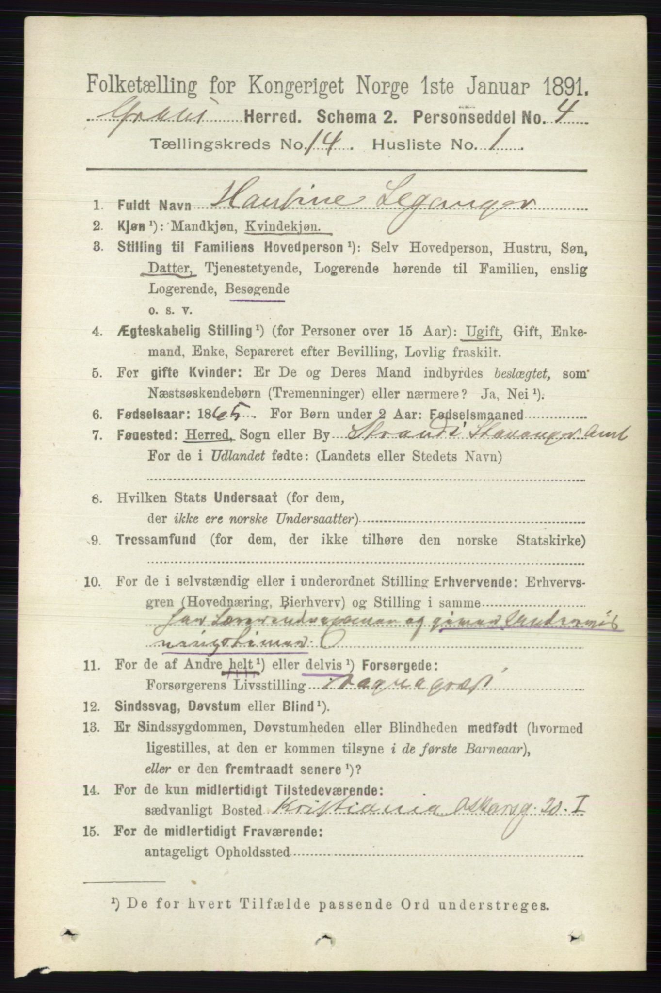RA, 1891 census for 0534 Gran, 1891, p. 6977