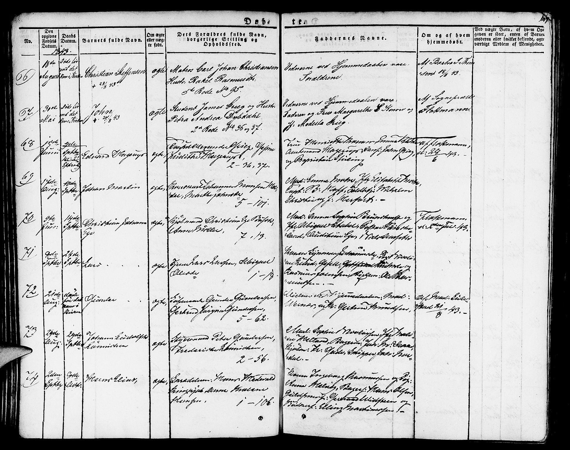 Nykirken Sokneprestembete, AV/SAB-A-77101/H/Haa/L0012: Parish register (official) no. A 12, 1821-1844, p. 147