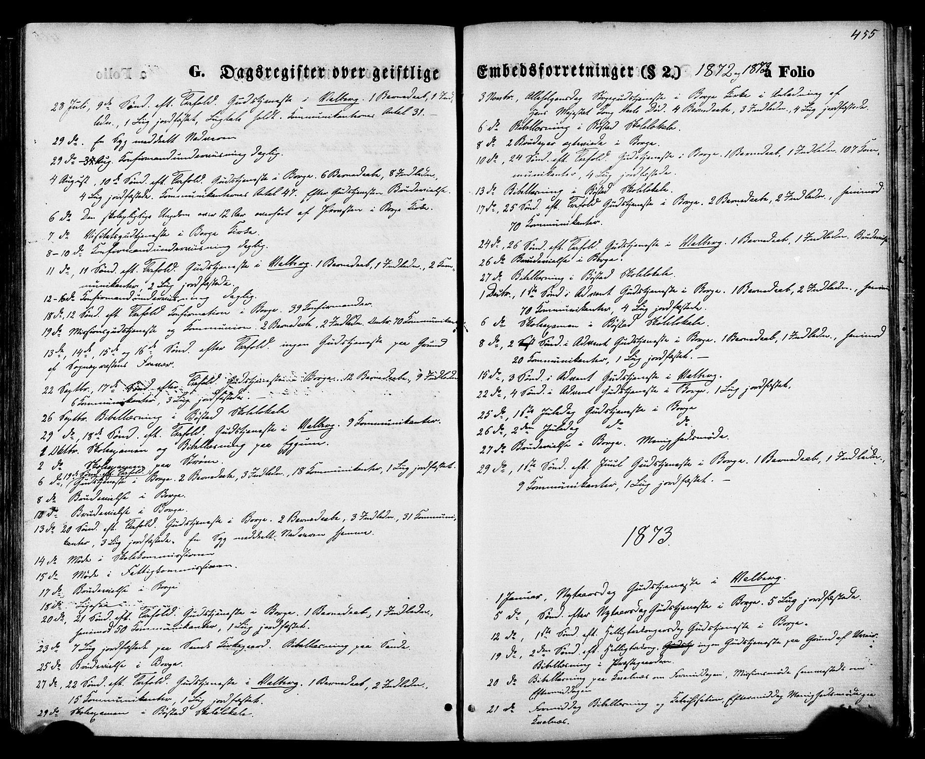 Ministerialprotokoller, klokkerbøker og fødselsregistre - Nordland, AV/SAT-A-1459/880/L1132: Parish register (official) no. 880A06, 1869-1887, p. 455