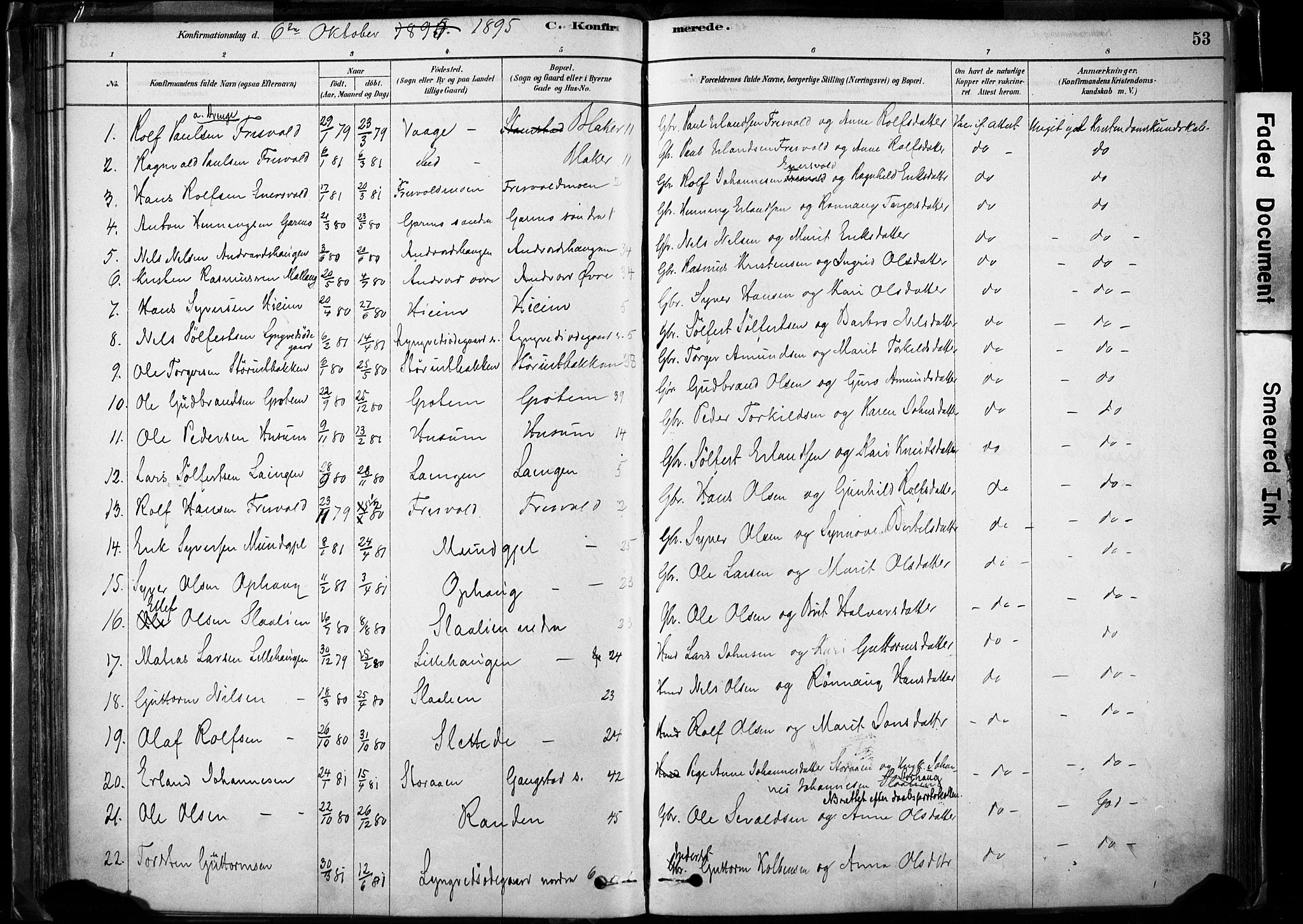 Lom prestekontor, SAH/PREST-070/K/L0009: Parish register (official) no. 9, 1878-1907, p. 53