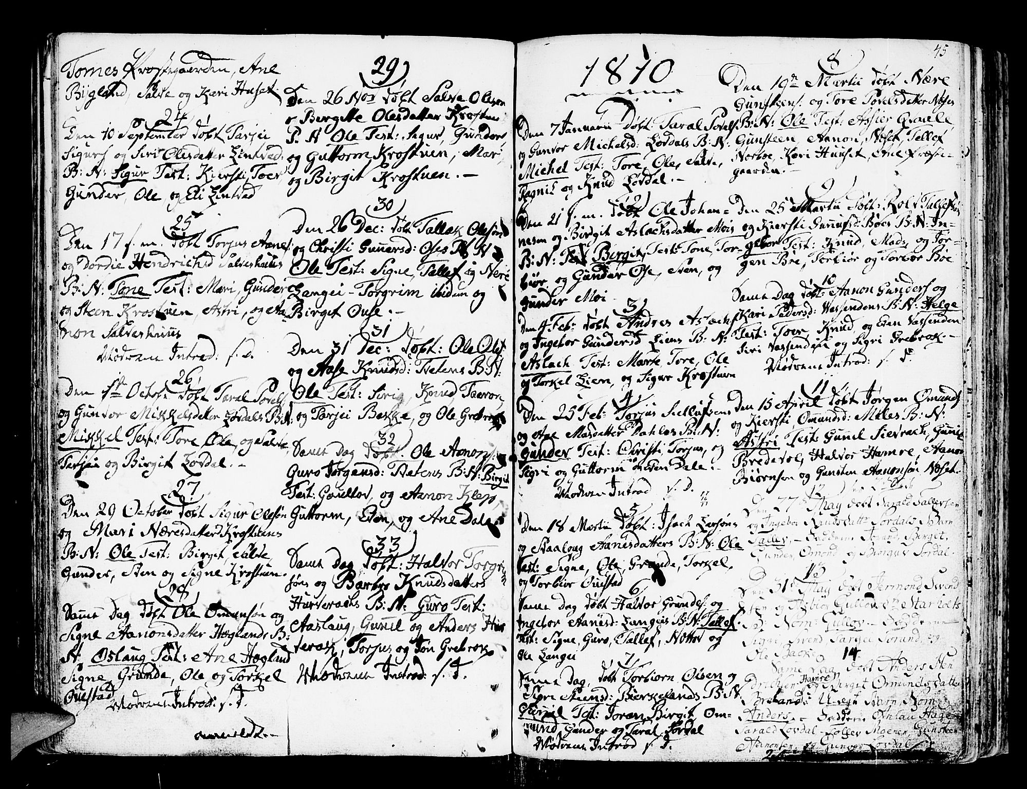 Bygland sokneprestkontor, AV/SAK-1111-0006/F/Fa/Fab/L0002: Parish register (official) no. A 2, 1766-1816, p. 45