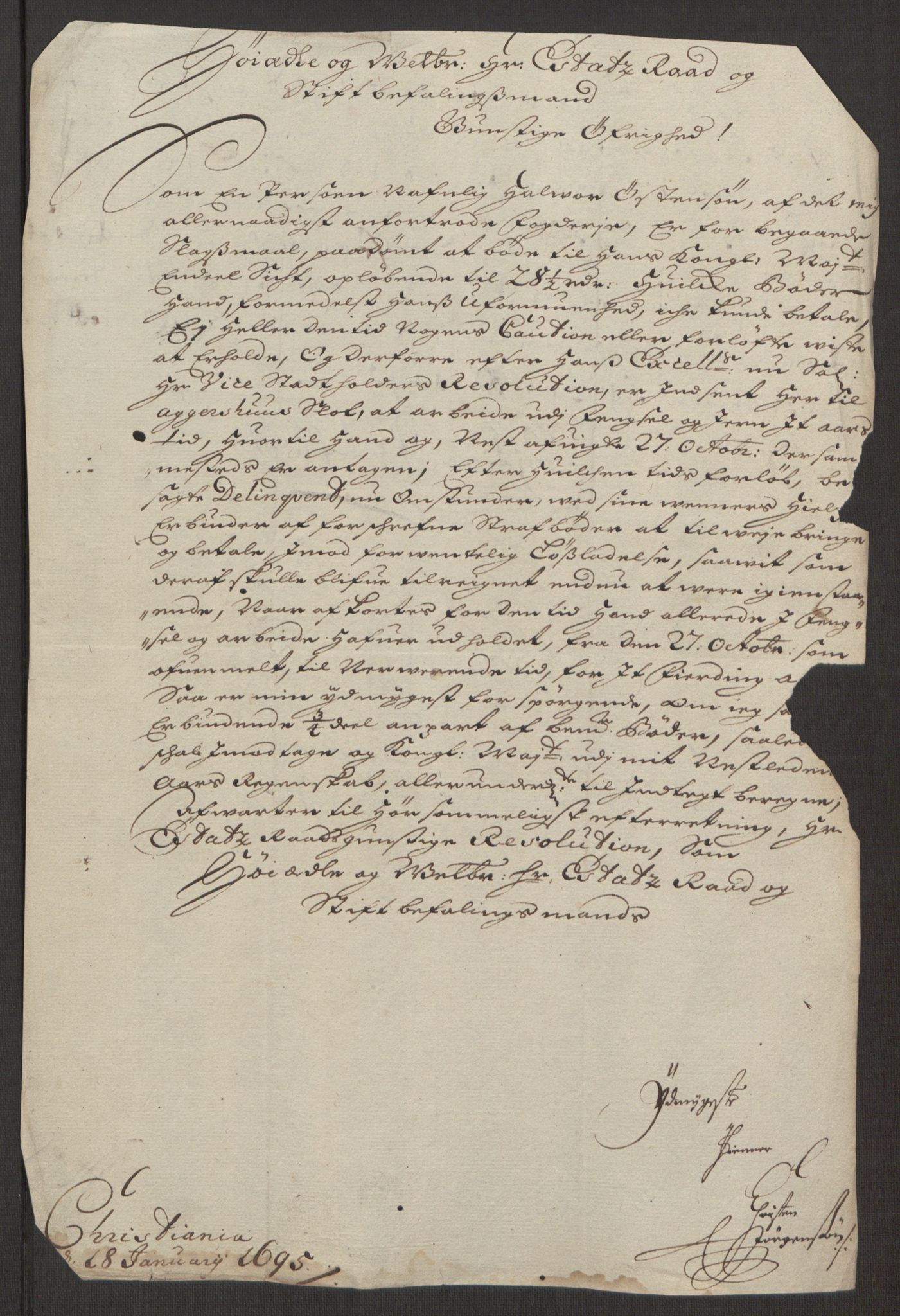 Rentekammeret inntil 1814, Reviderte regnskaper, Fogderegnskap, AV/RA-EA-4092/R10/L0439: Fogderegnskap Aker og Follo, 1695, p. 269