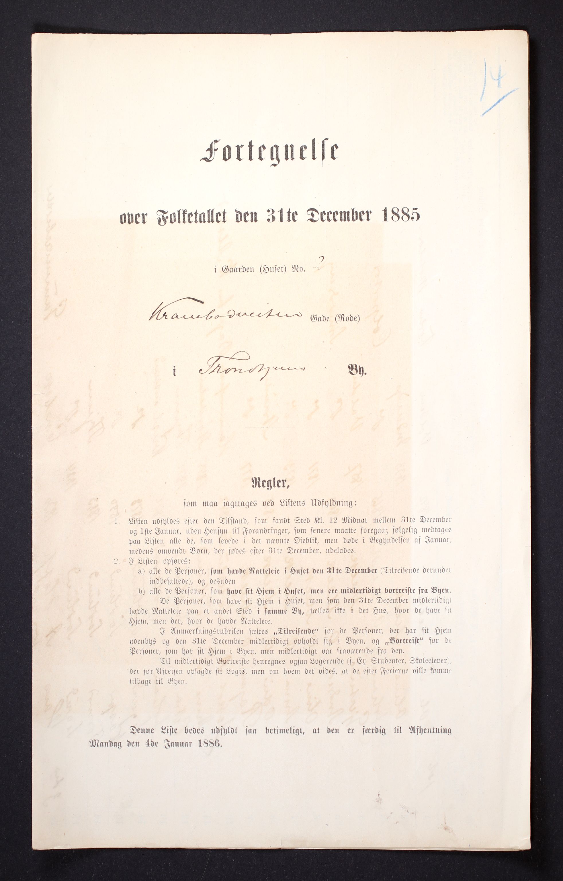 SAT, 1885 census for 1601 Trondheim, 1885, p. 1623