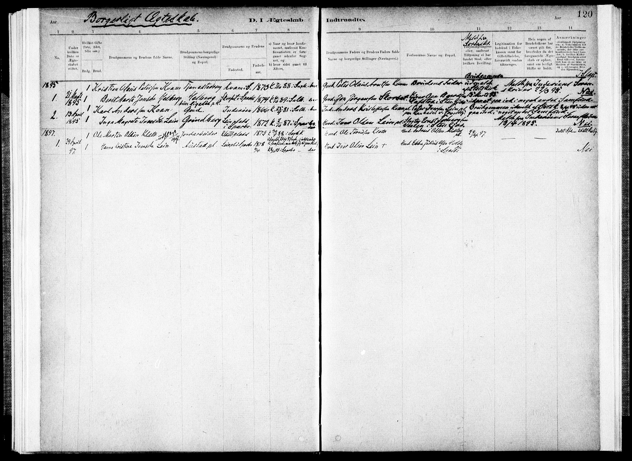 Ministerialprotokoller, klokkerbøker og fødselsregistre - Nord-Trøndelag, SAT/A-1458/731/L0309: Parish register (official) no. 731A01, 1879-1918, p. 120