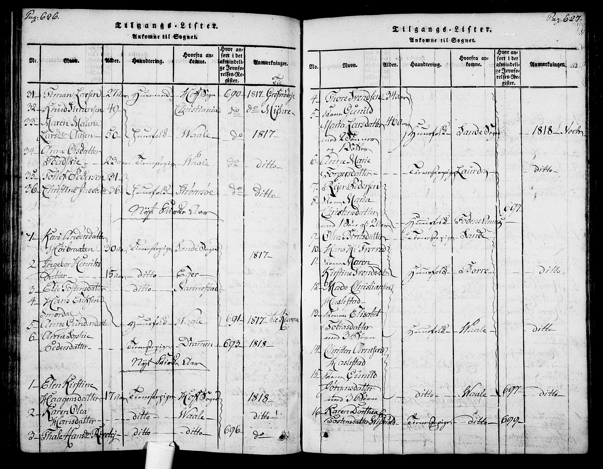 Botne kirkebøker, SAKO/A-340/F/Fa/L0005: Parish register (official) no. I 5, 1814-1836, p. 626-627