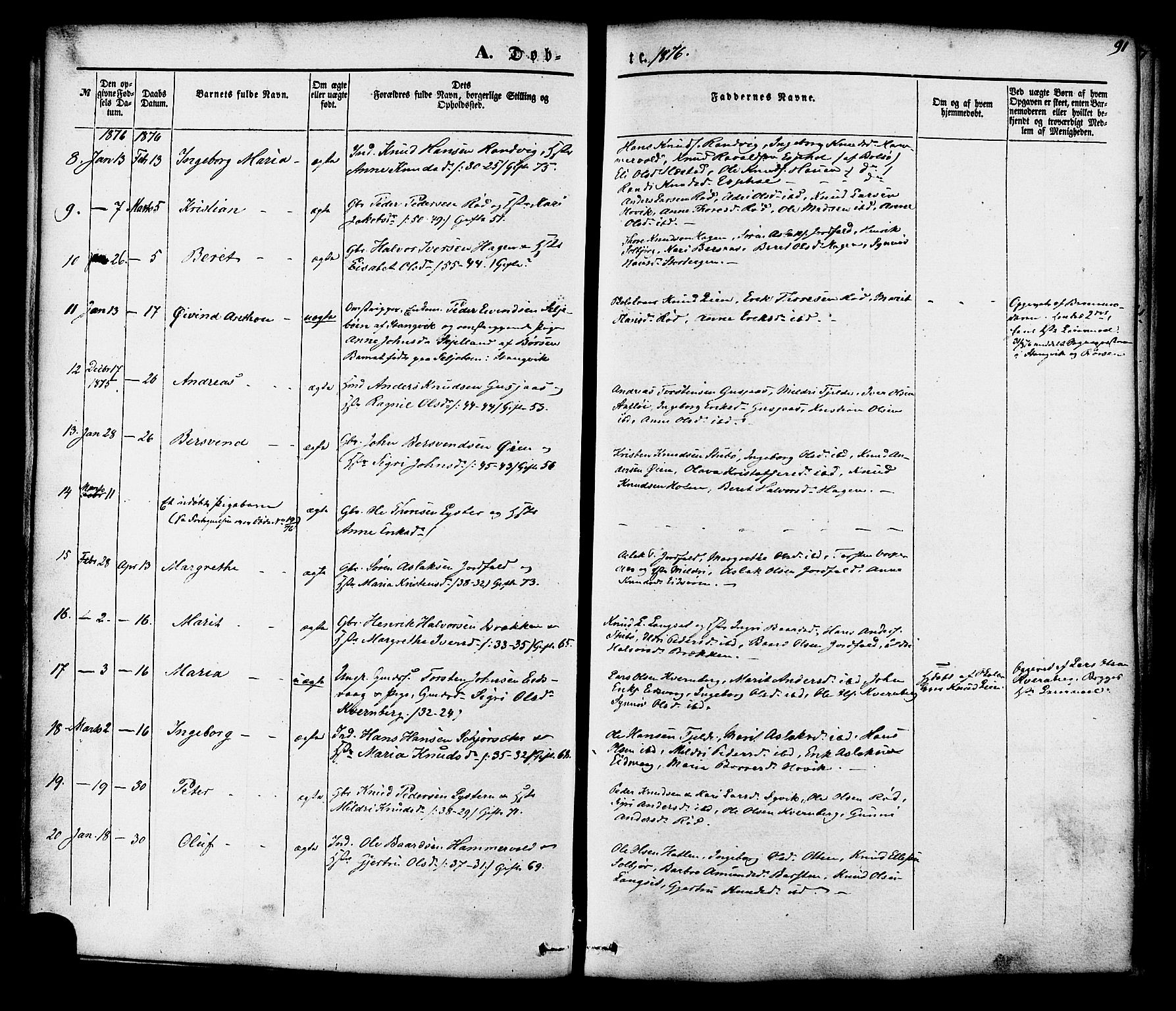 Ministerialprotokoller, klokkerbøker og fødselsregistre - Møre og Romsdal, SAT/A-1454/551/L0625: Parish register (official) no. 551A05, 1846-1879, p. 91