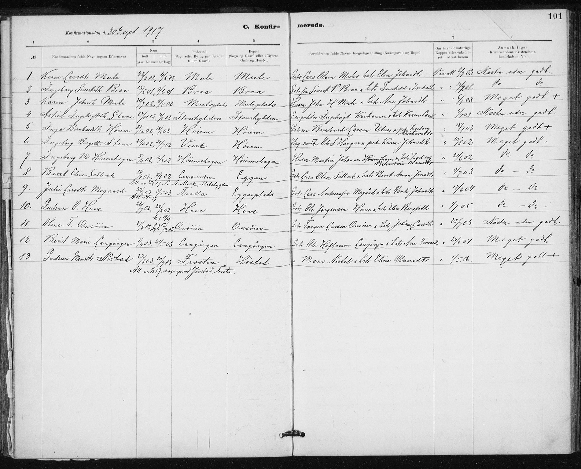 Ministerialprotokoller, klokkerbøker og fødselsregistre - Sør-Trøndelag, SAT/A-1456/612/L0381: Parish register (official) no. 612A13, 1907-1923, p. 101