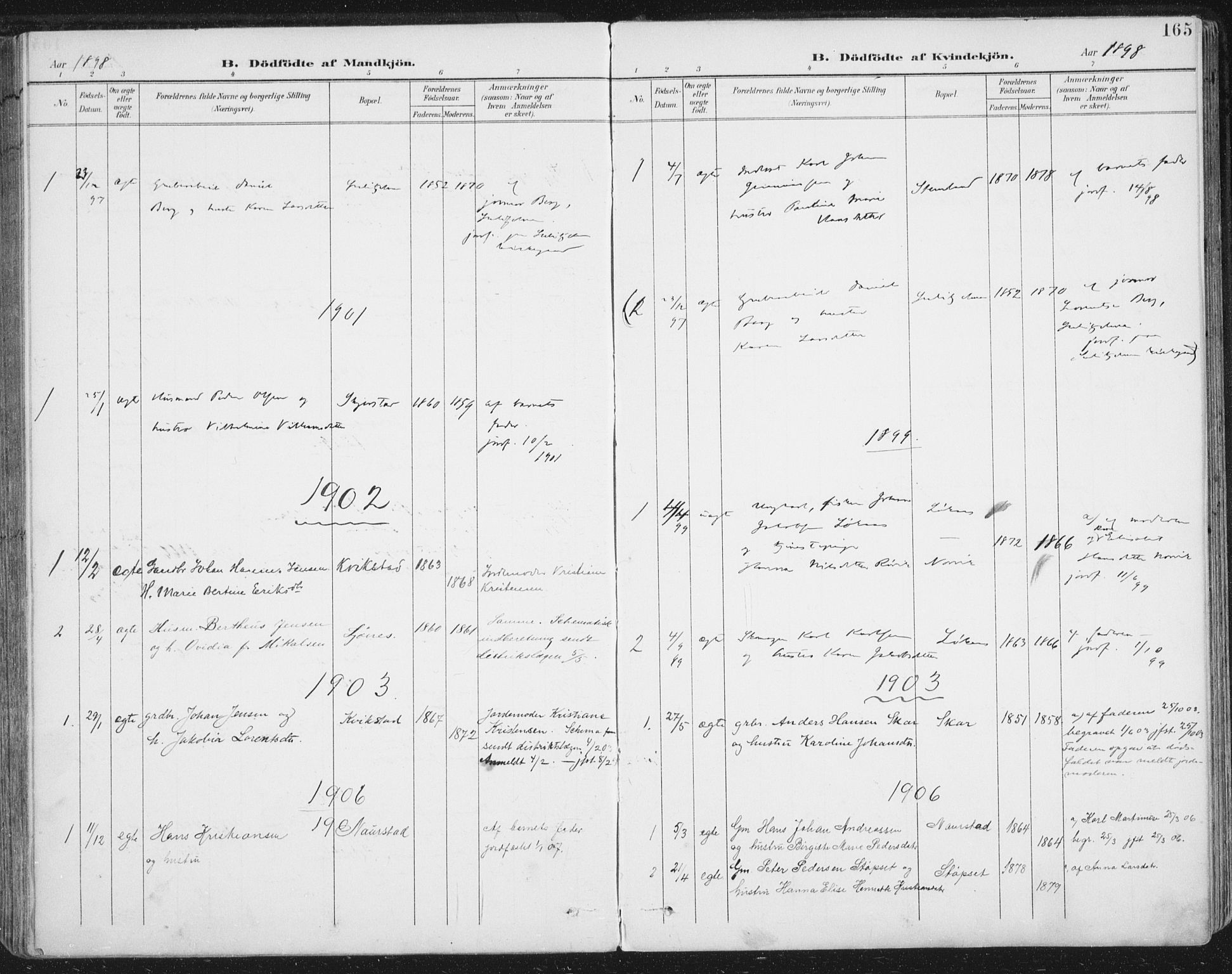 Ministerialprotokoller, klokkerbøker og fødselsregistre - Nordland, SAT/A-1459/852/L0741: Parish register (official) no. 852A11, 1894-1917, p. 165