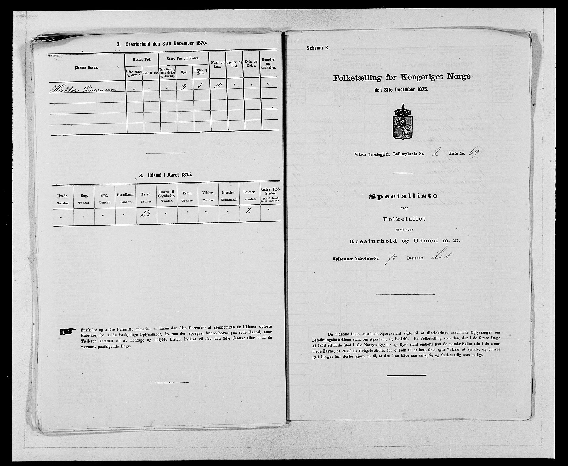 SAB, 1875 census for 1238P Vikør, 1875, p. 333