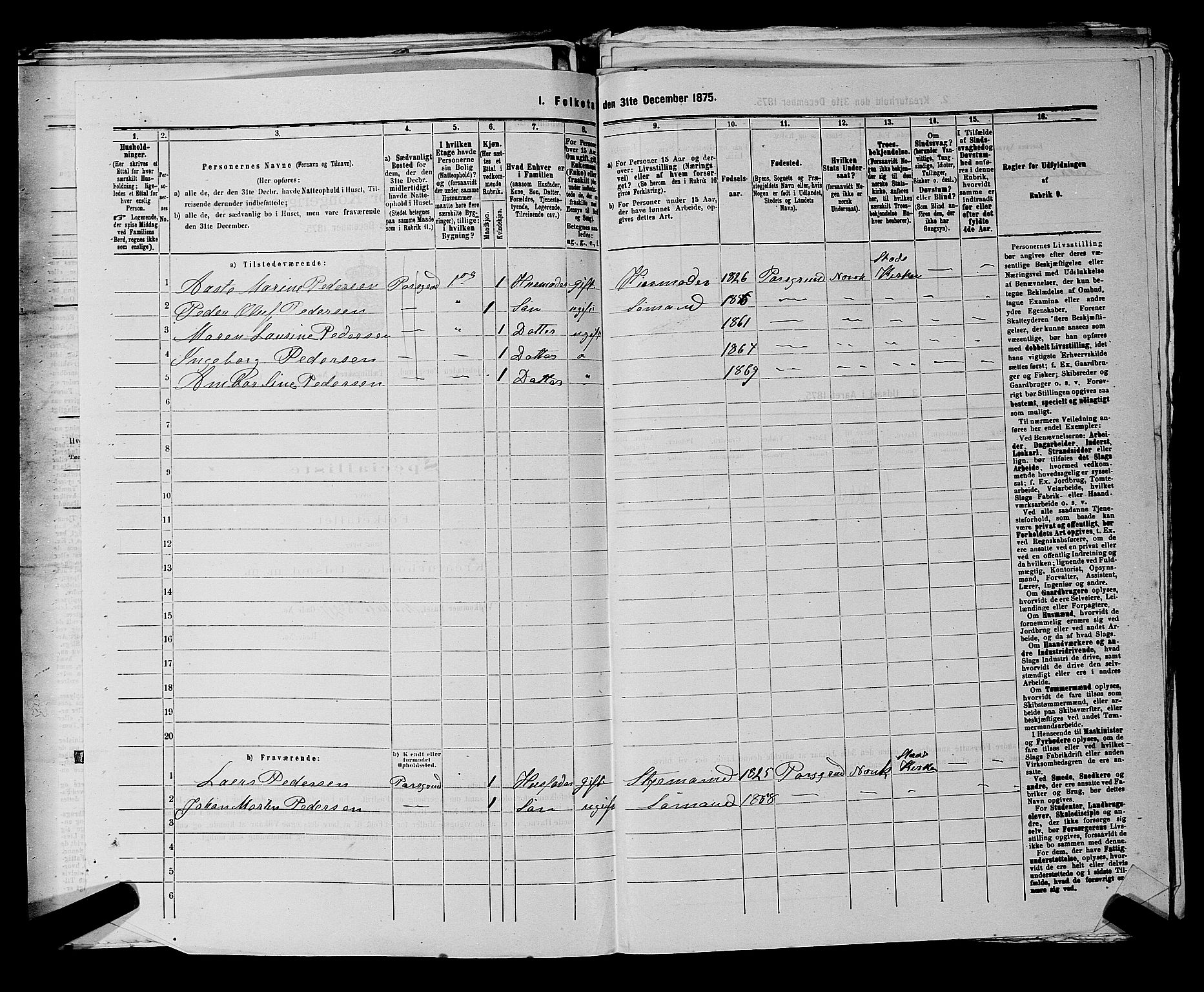 SAKO, 1875 census for 0805P Porsgrunn, 1875, p. 511