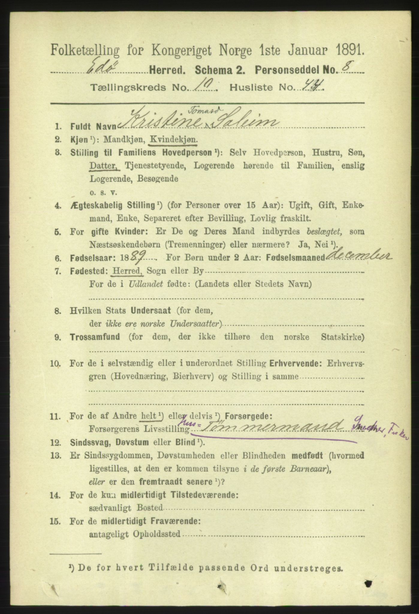 RA, 1891 census for 1573 Edøy, 1891, p. 2880