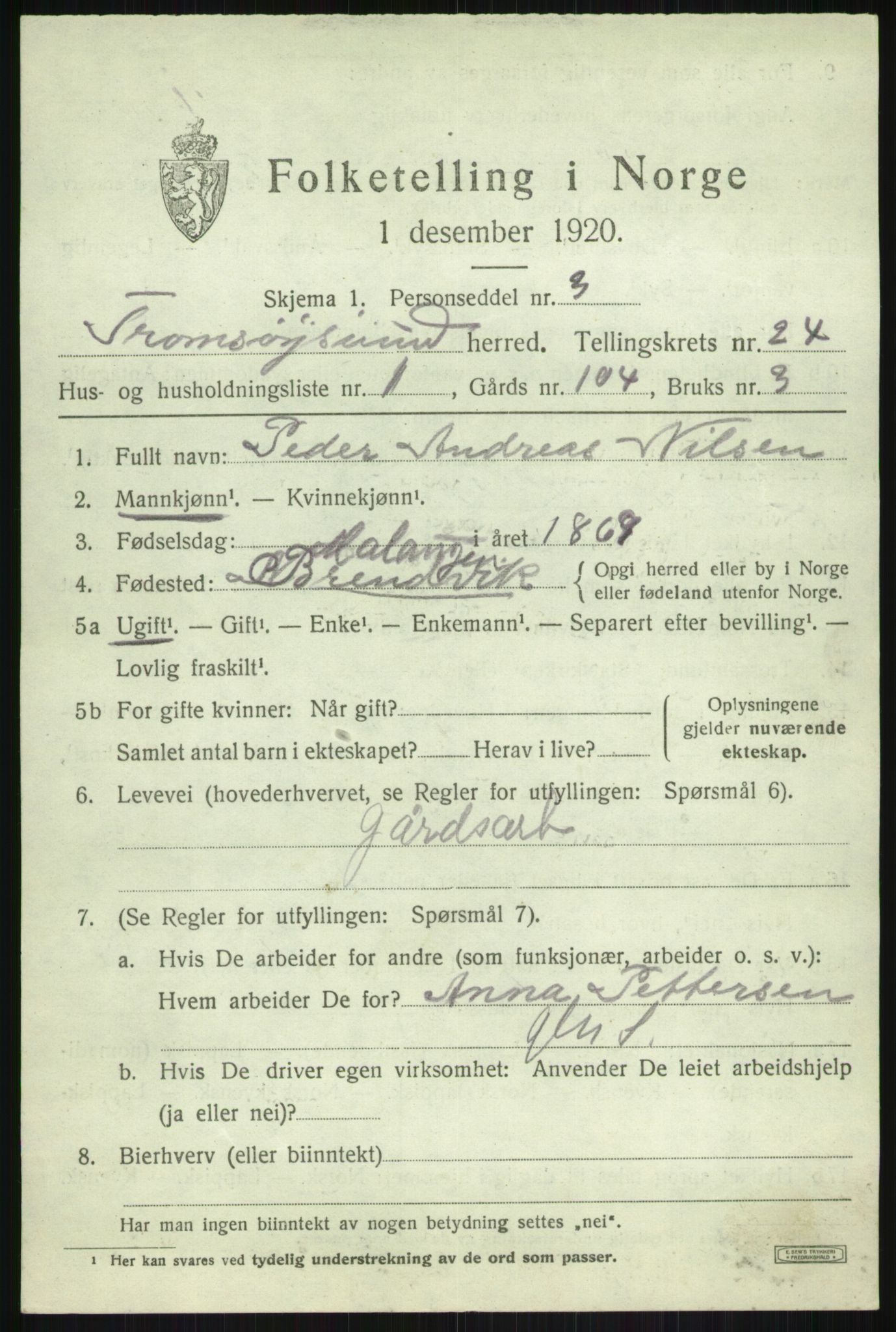 SATØ, 1920 census for Tromsøysund, 1920, p. 11736