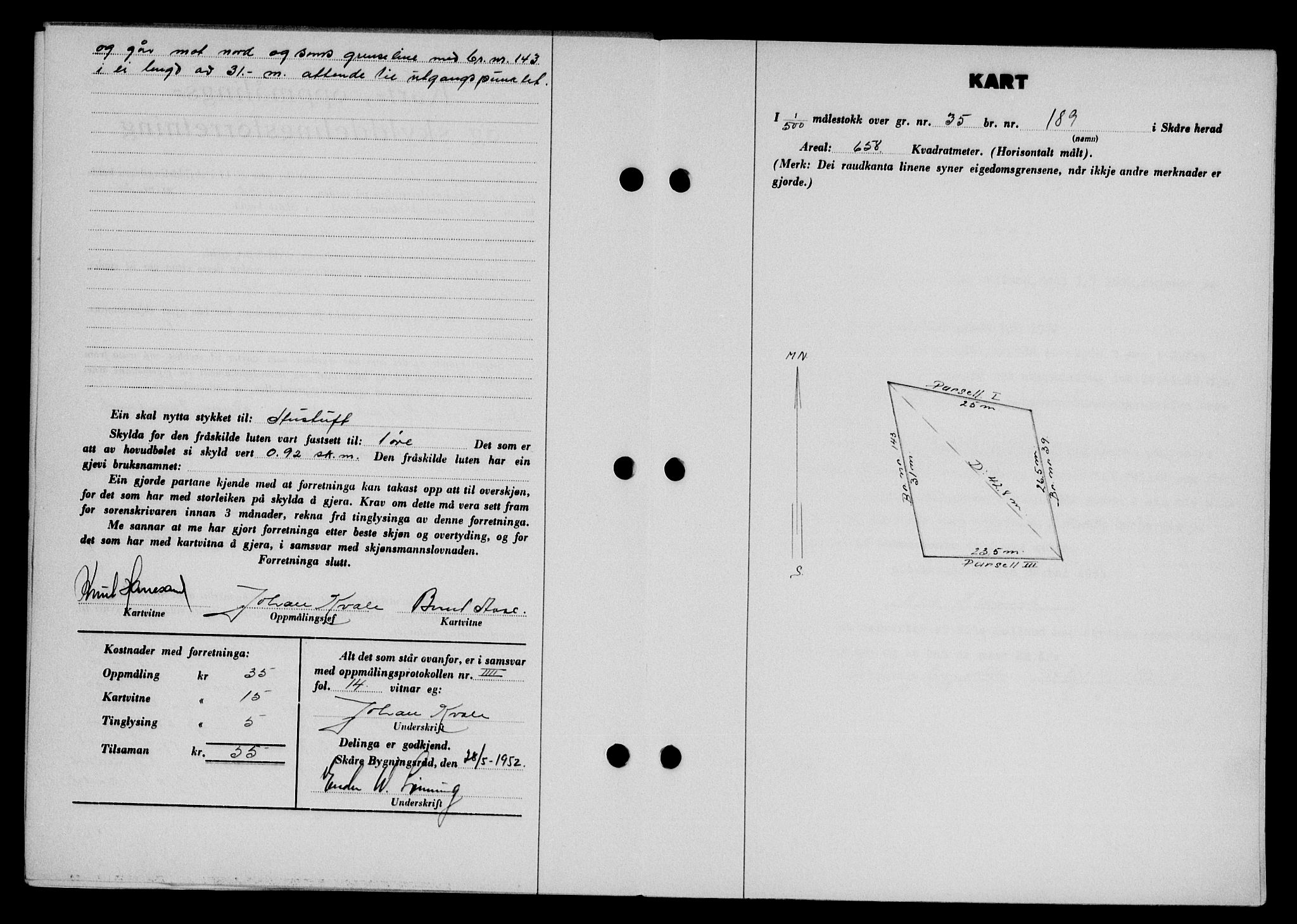 Karmsund sorenskriveri, SAST/A-100311/01/II/IIB/L0105: Mortgage book no. 85A, 1952-1952, Diary no: : 1347/1952