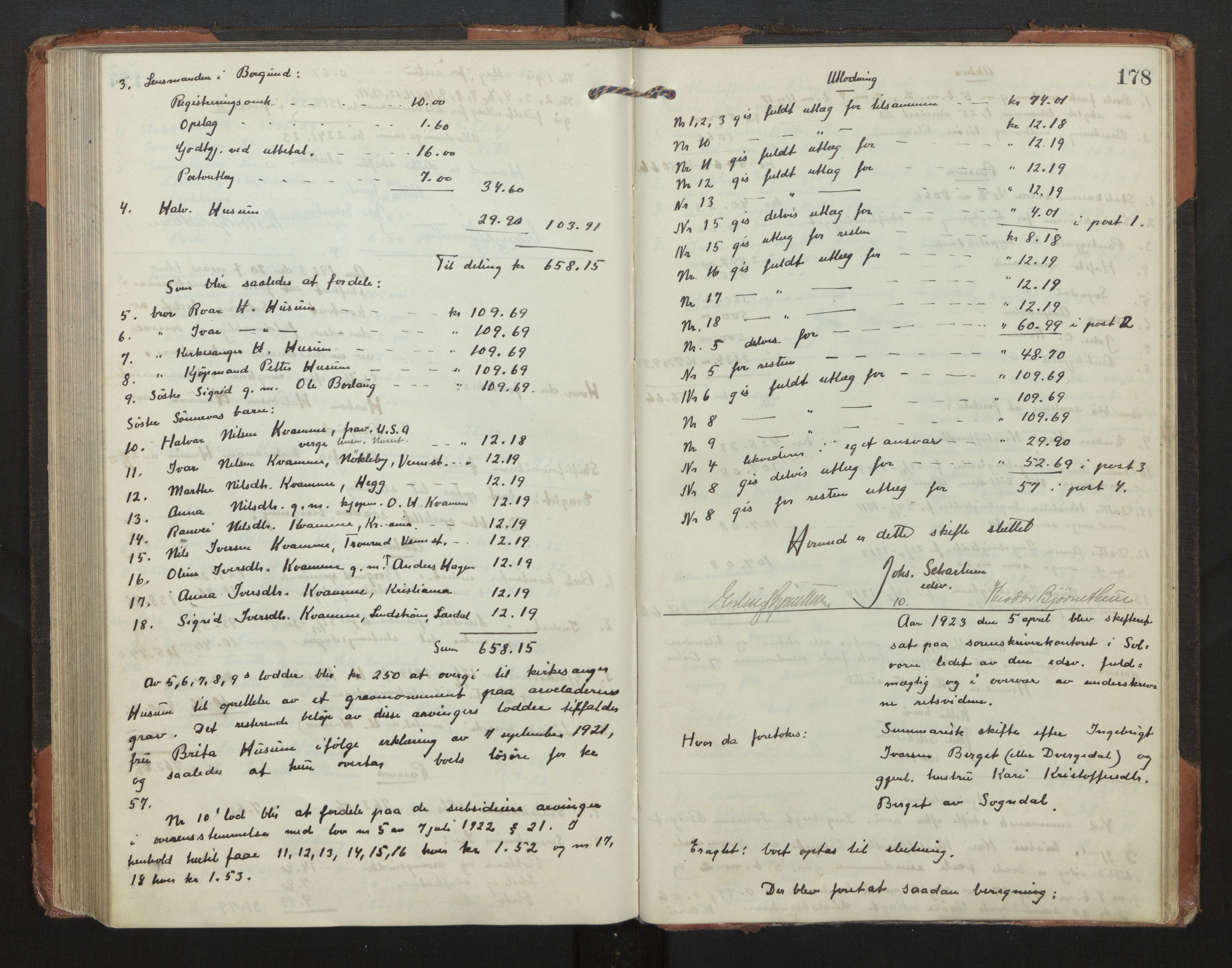 Indre Sogn tingrett, AV/SAB-A-3301/1/H/Hd/L0008: Skifteutlodningsprotokoll 8, 1912-1923, p. 177b-178a