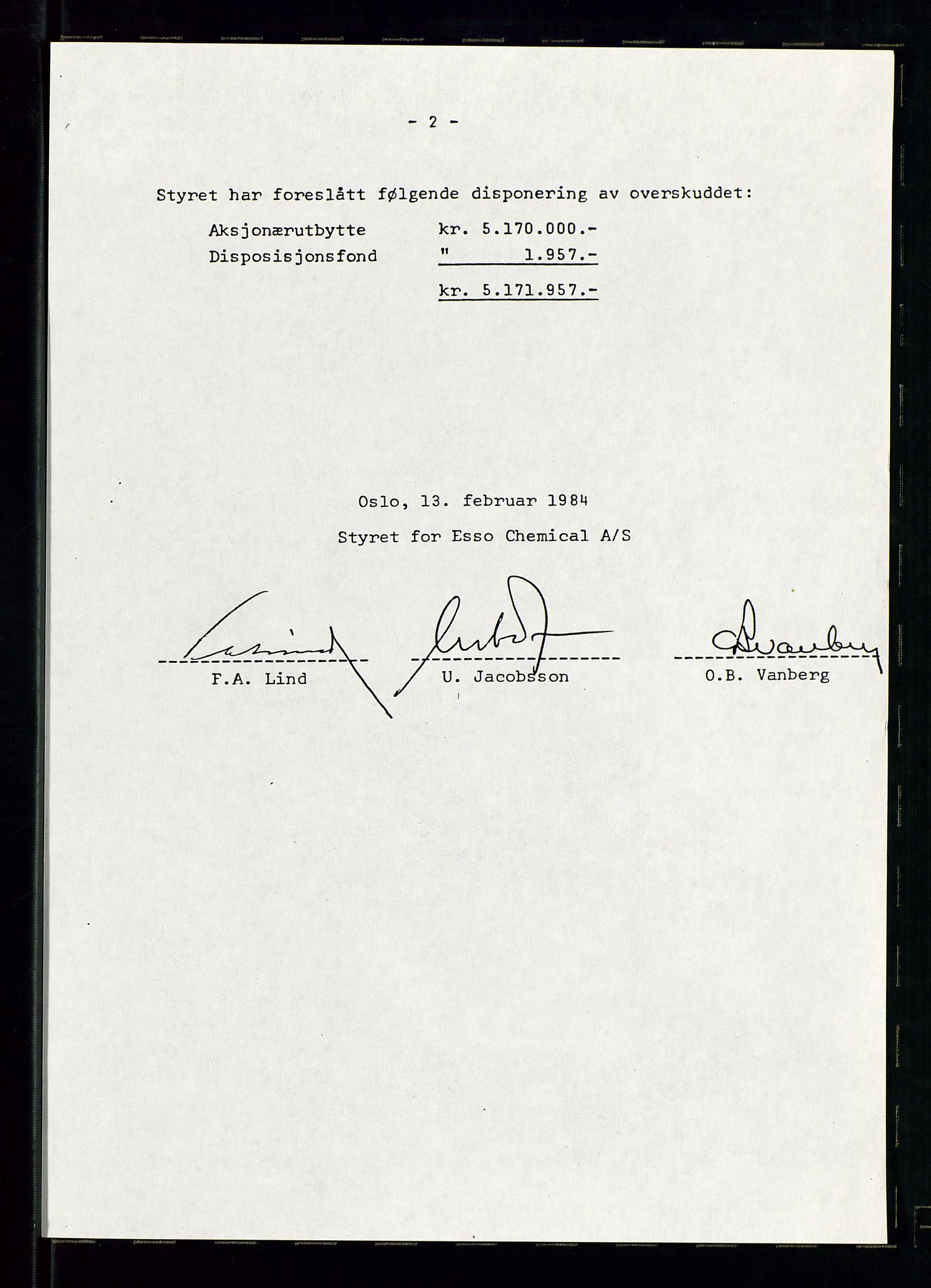 PA 1538 - Exxon Chemical Norge A/S, AV/SAST-A-101958/A/Aa/L0001/0004: Generalforsamlinger og styreprotokoller / Board meetings (styremøter), Generalforsamlinger, Shareholder meetings (aksjonærmøter), 1983-1984