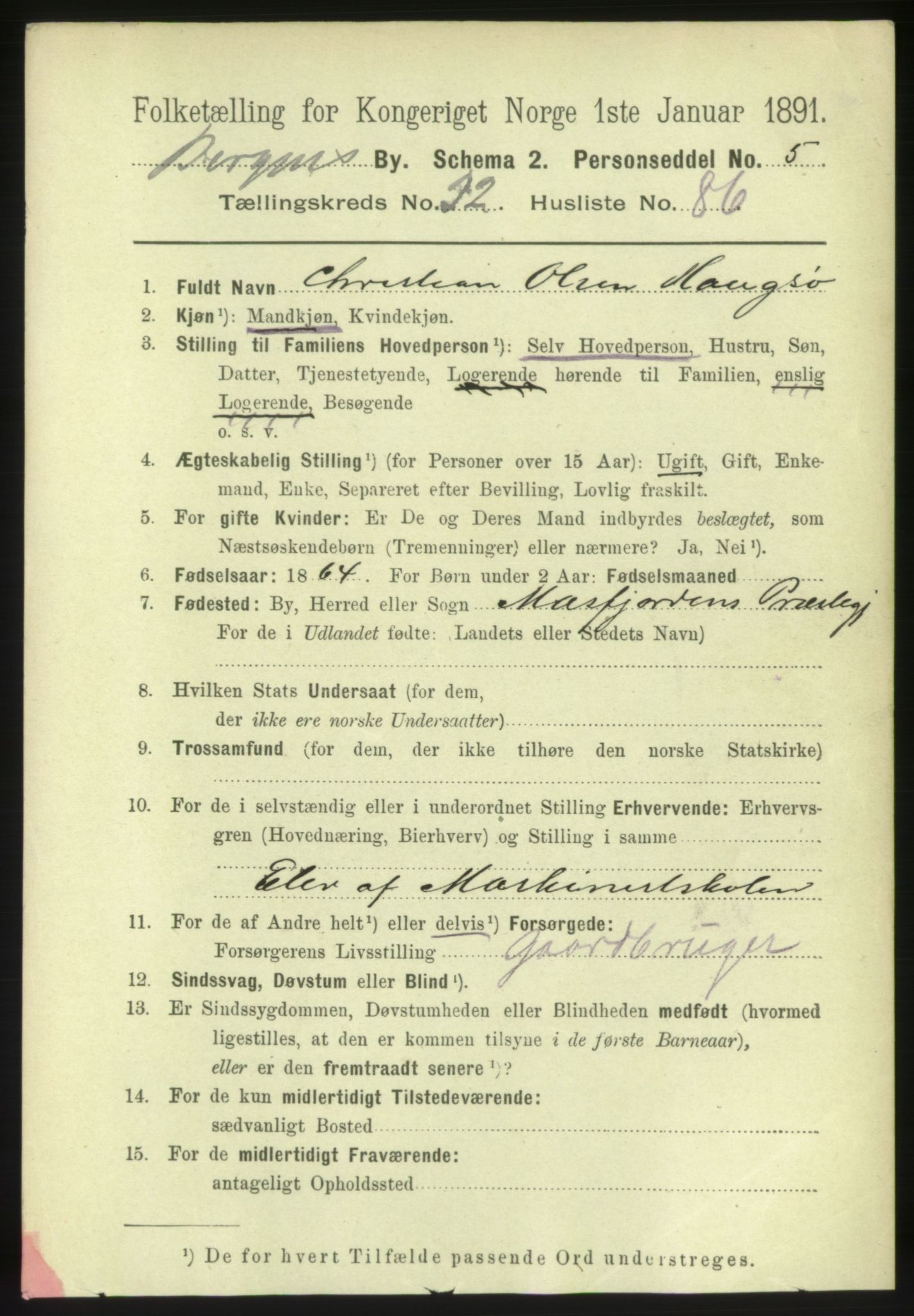 RA, 1891 Census for 1301 Bergen, 1891, p. 40919