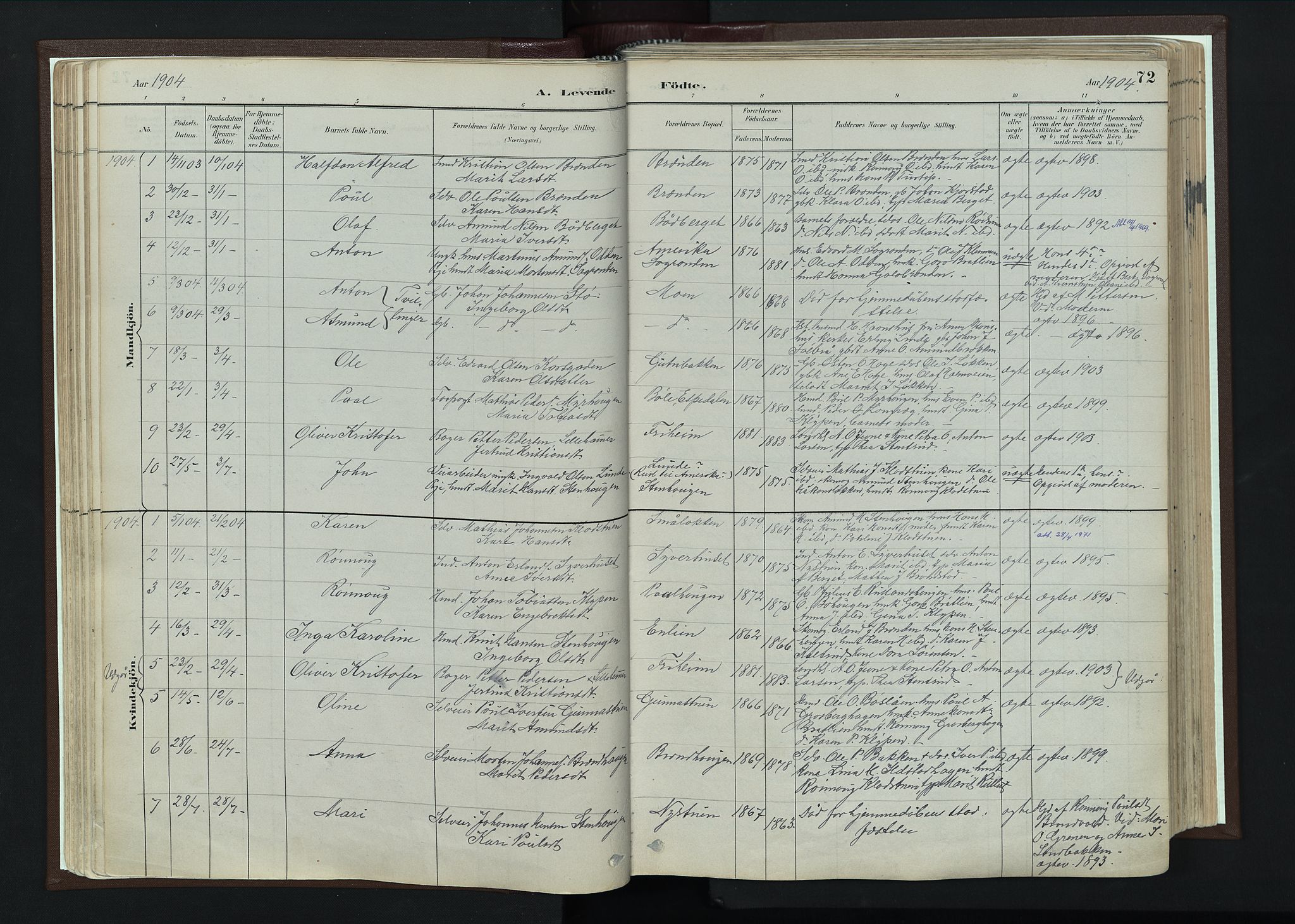 Nord-Fron prestekontor, AV/SAH-PREST-080/H/Ha/Haa/L0004: Parish register (official) no. 4, 1884-1914, p. 72