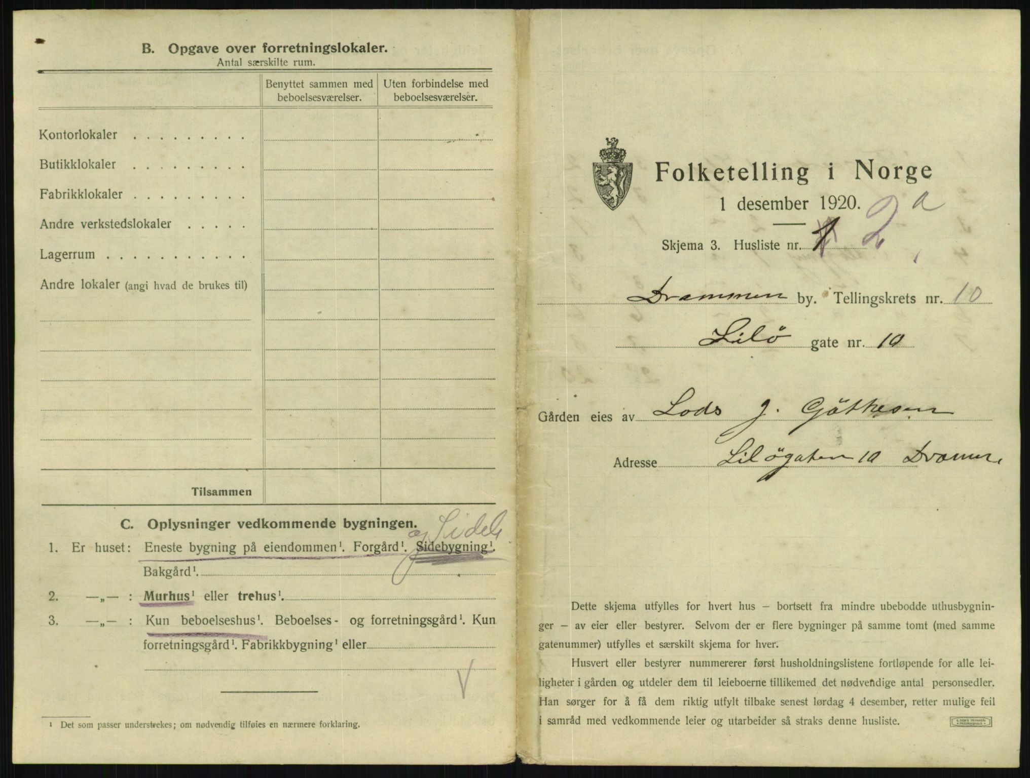 SAKO, 1920 census for Drammen, 1920, p. 4708