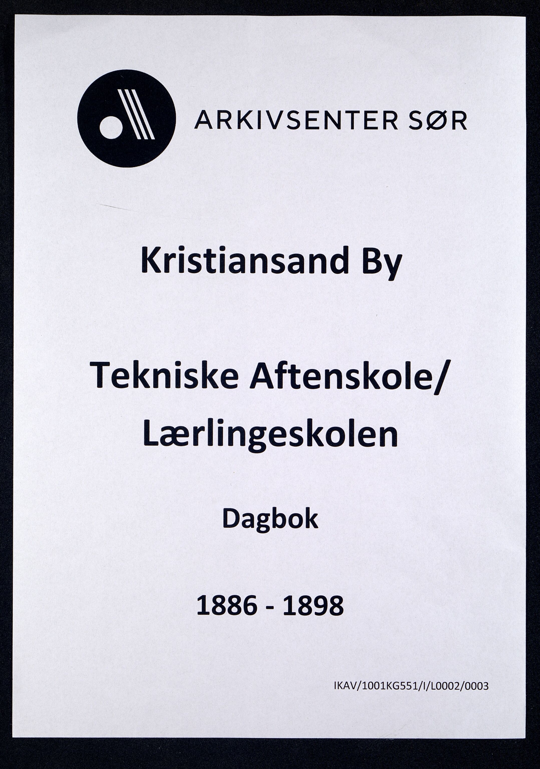Kristiansand By - Kristiansand Tekniske Aftenskole/Lærlingeskolen, ARKSOR/1001KG551/I/L0002/0003: Dagbøker / Dagbok, 1886-1898