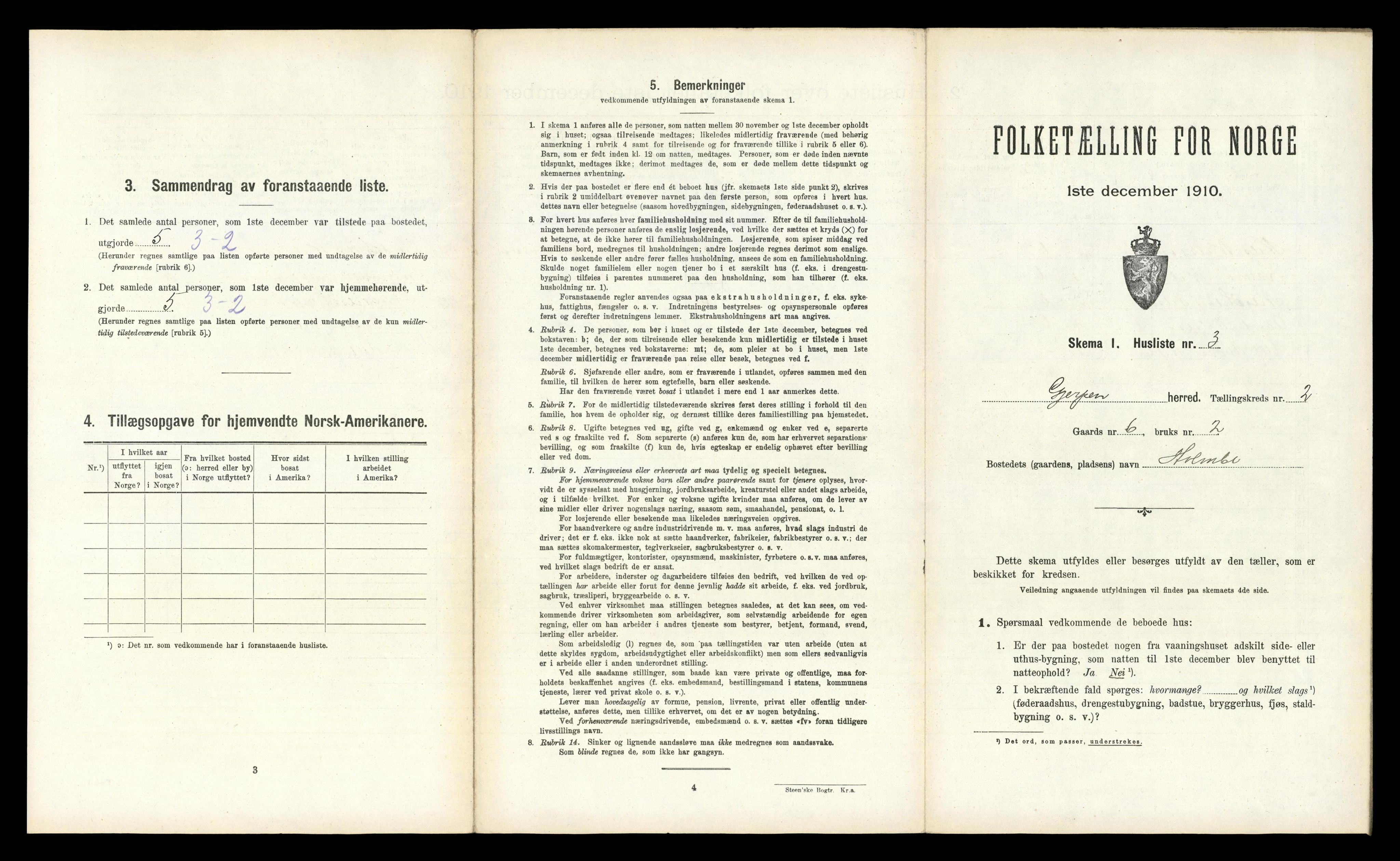 RA, 1910 census for Gjerpen, 1910, p. 285