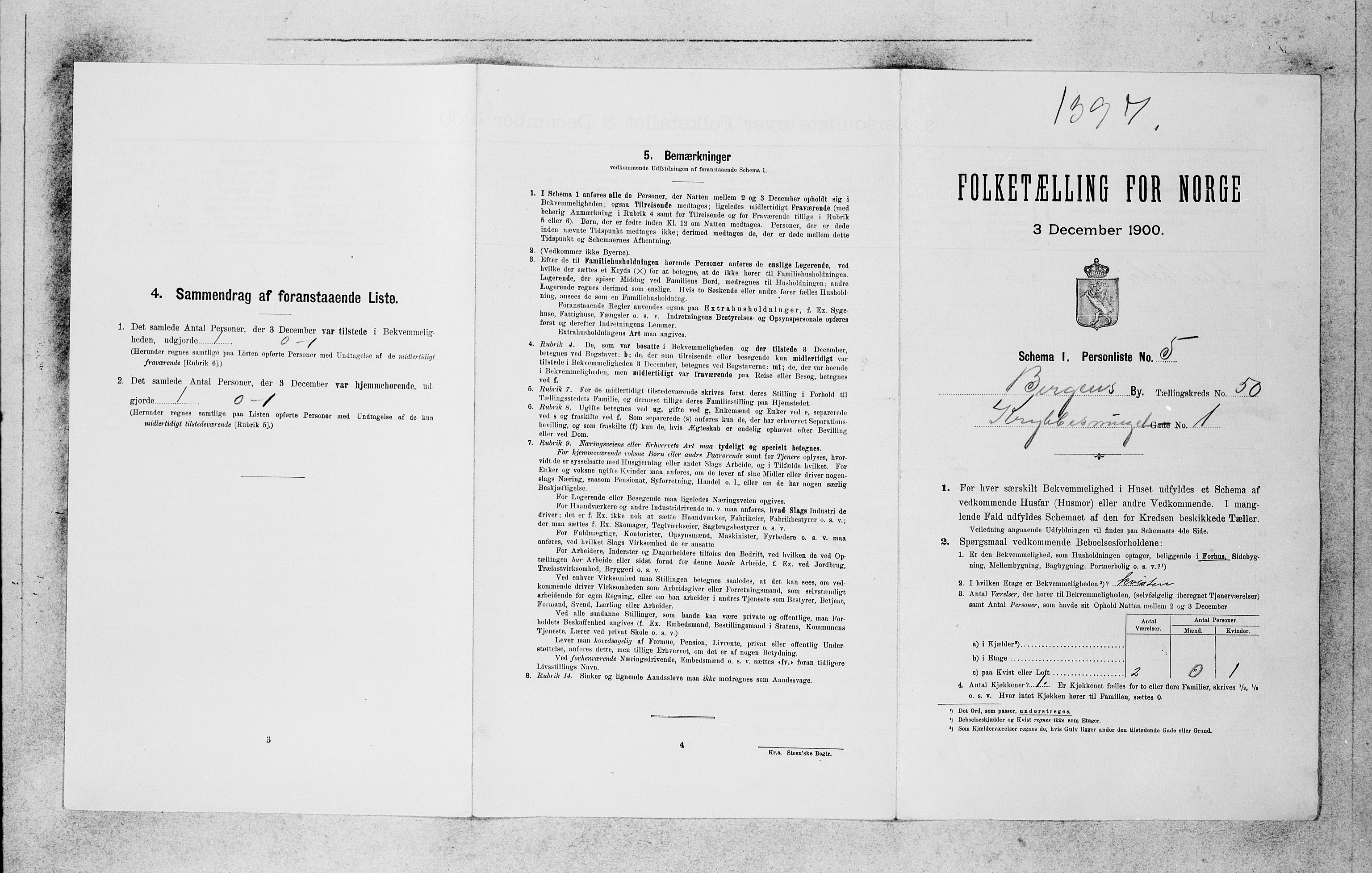 SAB, 1900 census for Bergen, 1900, p. 9708