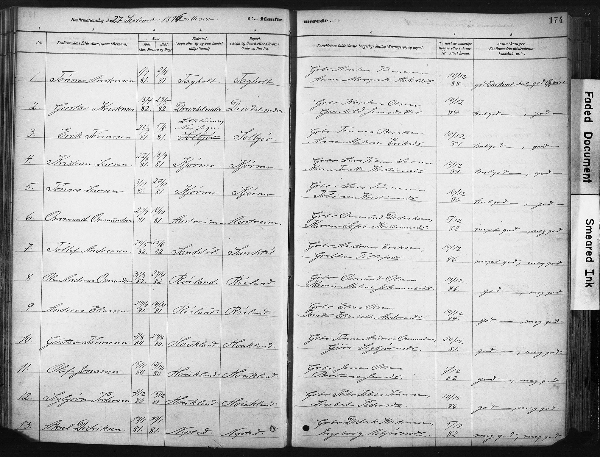 Lund sokneprestkontor, SAST/A-101809/S06/L0011: Parish register (official) no. A 10, 1877-1904, p. 174