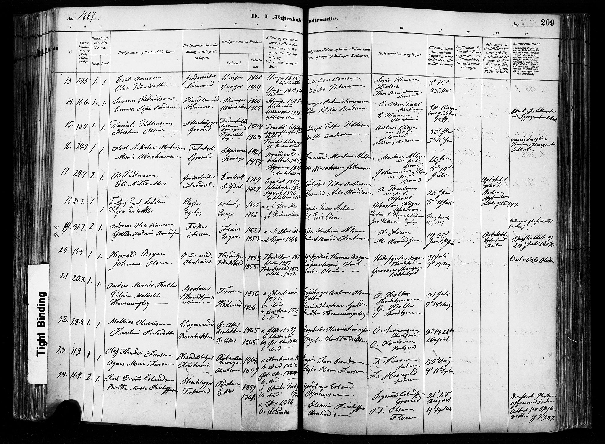 Østre Aker prestekontor Kirkebøker, SAO/A-10840/F/Fa/L0008: Parish register (official) no. I 8, 1883-1894, p. 209