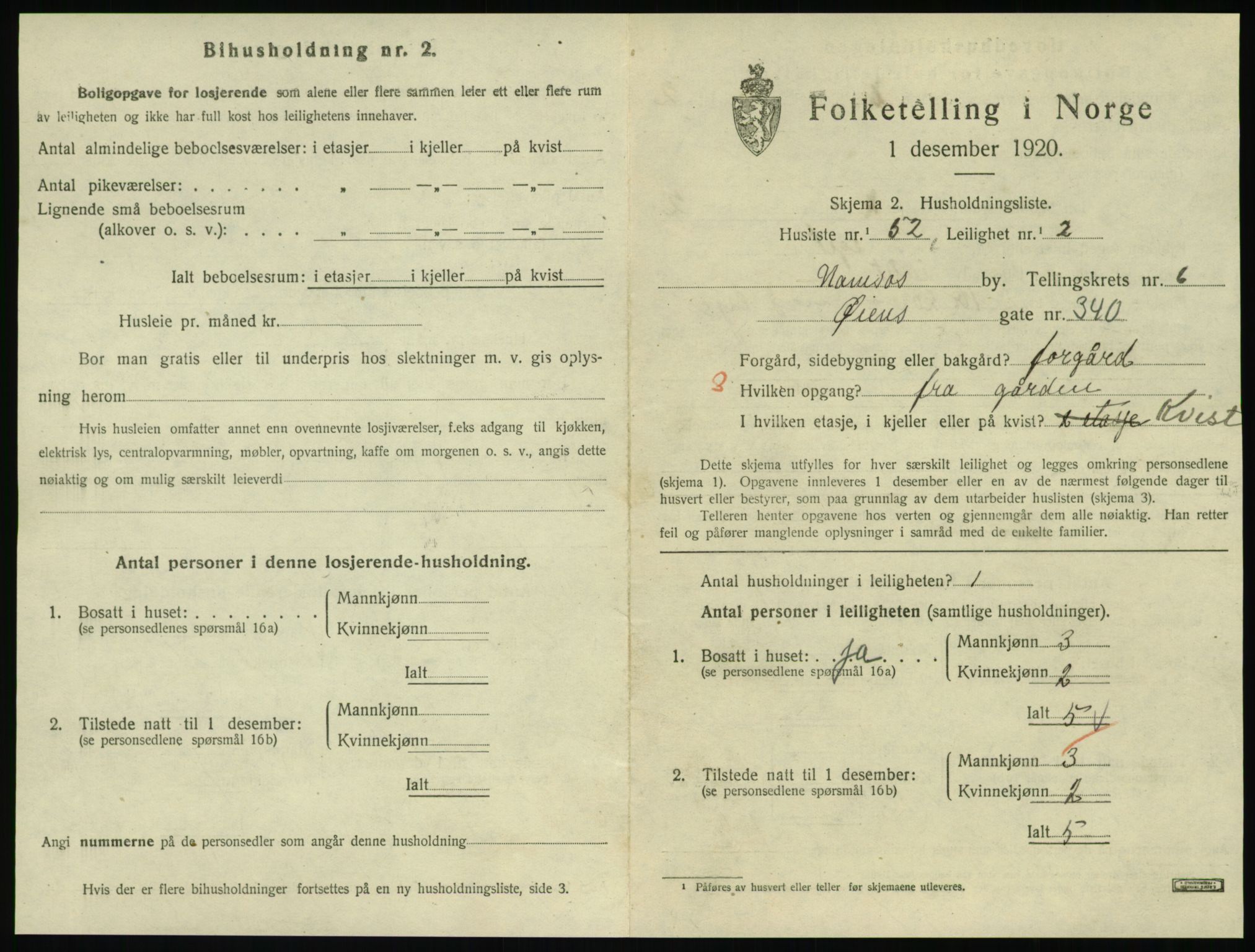 SAT, 1920 census for Namsos, 1920, p. 1979