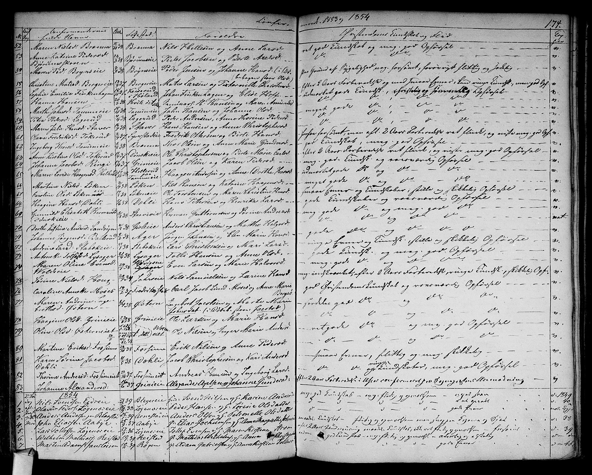 Asker prestekontor Kirkebøker, SAO/A-10256a/F/Fa/L0009: Parish register (official) no. I 9, 1825-1878, p. 174