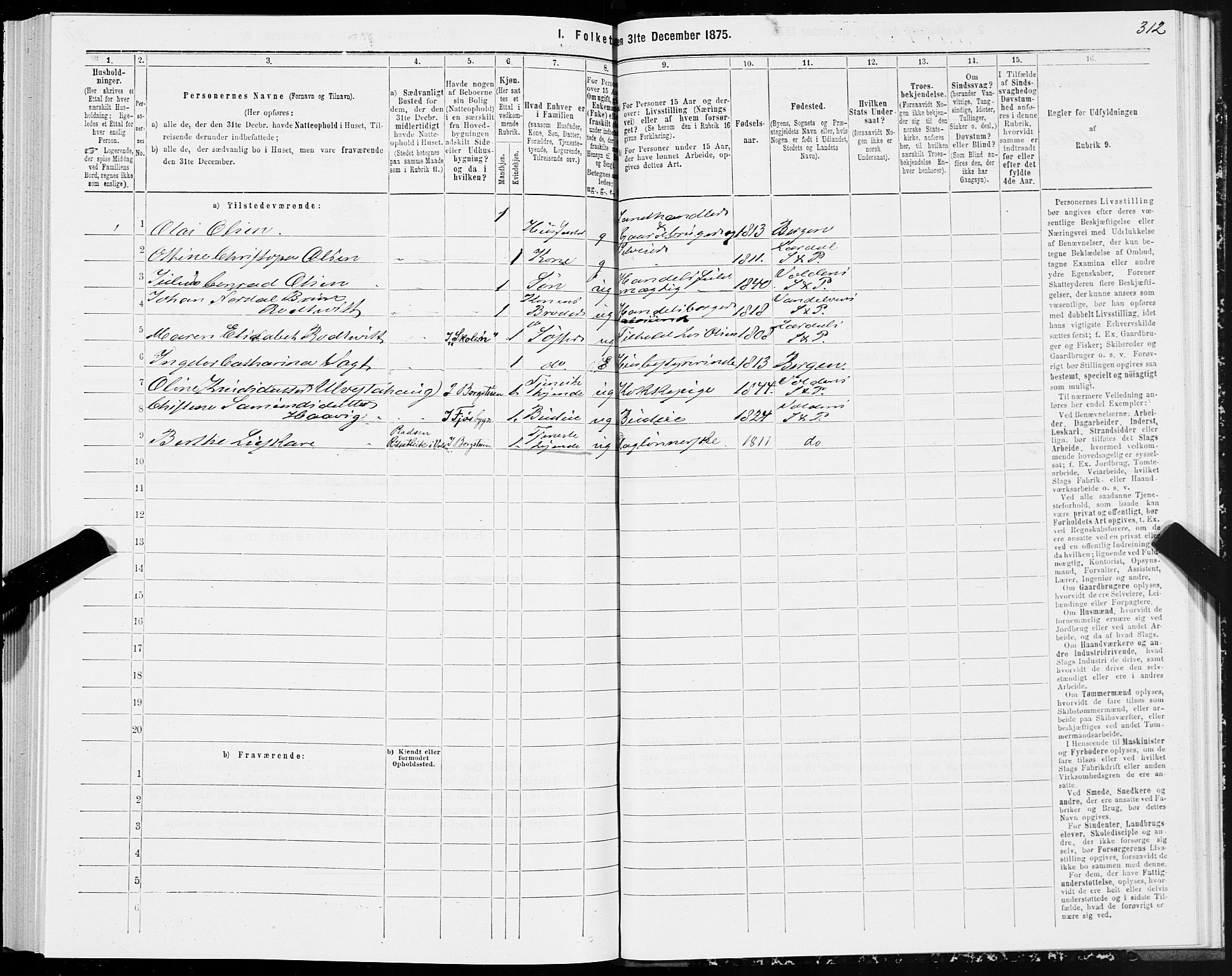 SAT, 1875 census for 1519P Volda, 1875, p. 4312