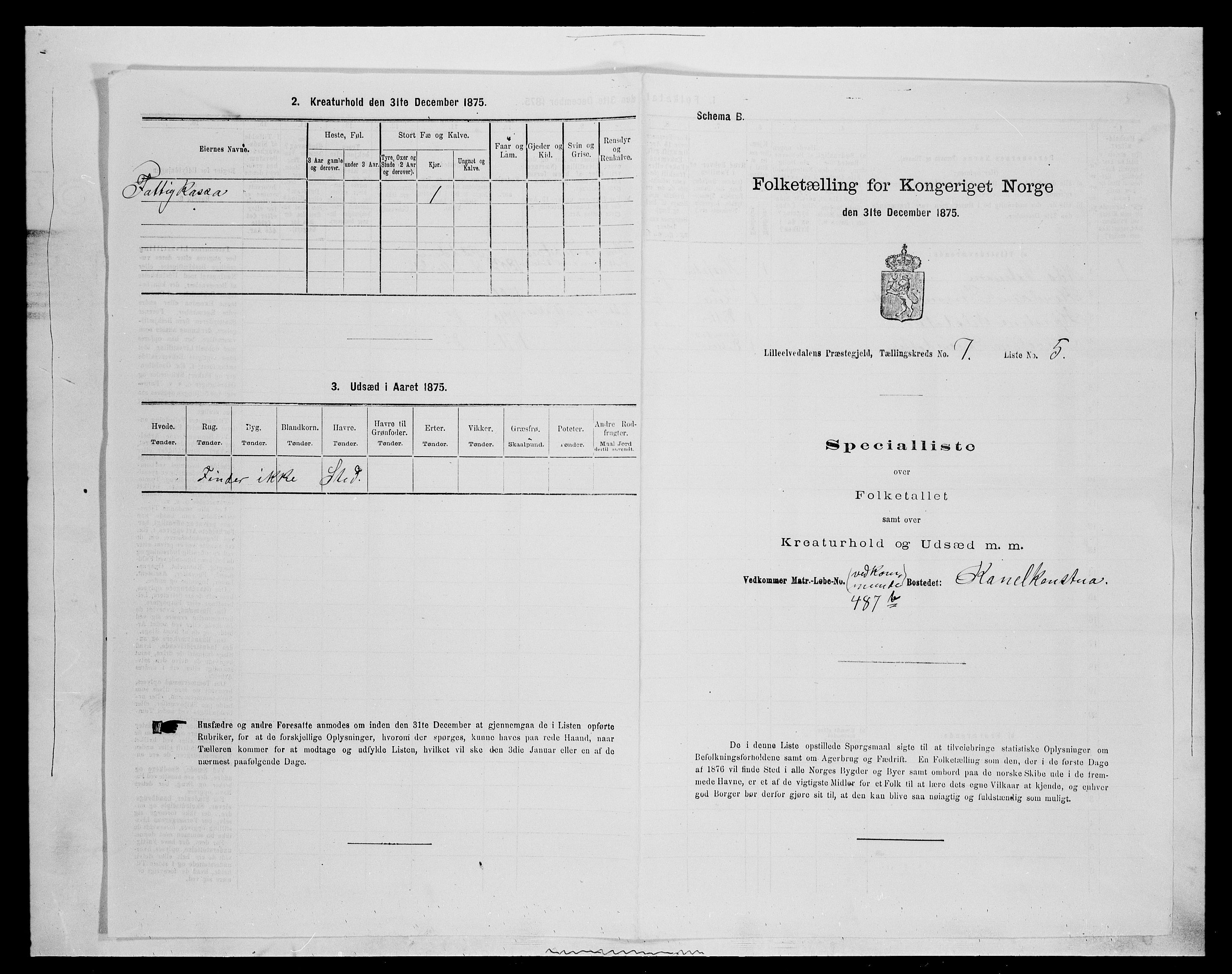 SAH, 1875 census for 0438P Lille Elvedalen, 1875, p. 654
