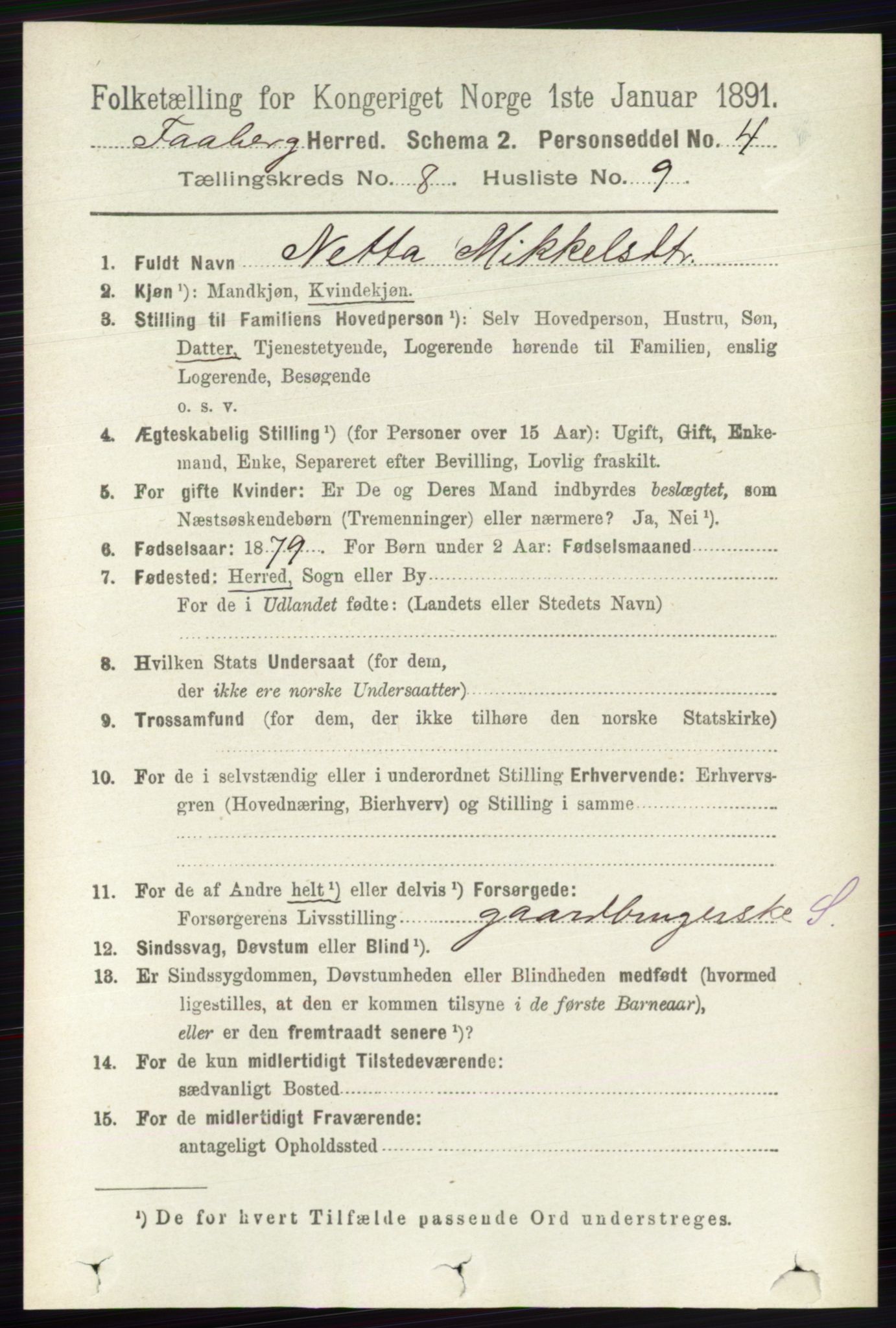 RA, 1891 census for 0524 Fåberg, 1891, p. 3455