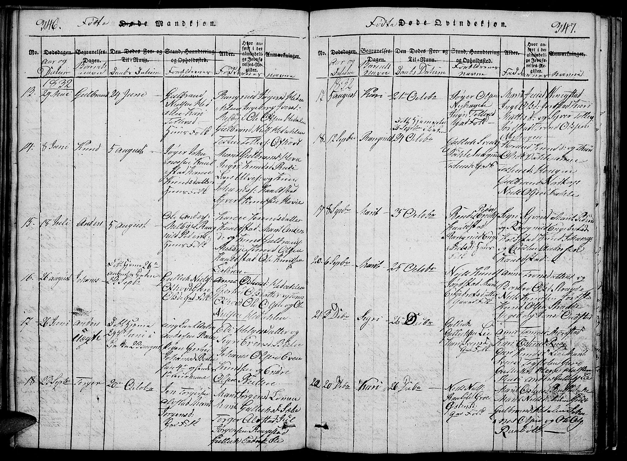 Slidre prestekontor, SAH/PREST-134/H/Ha/Hab/L0002: Parish register (copy) no. 2, 1814-1839, p. 346-347