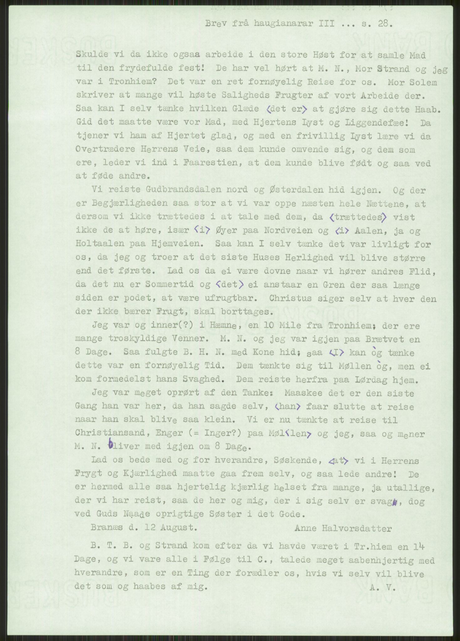 Samlinger til kildeutgivelse, Haugianerbrev, RA/EA-6834/F/L0003: Haugianerbrev III: 1822-1826, 1822-1826, p. 28