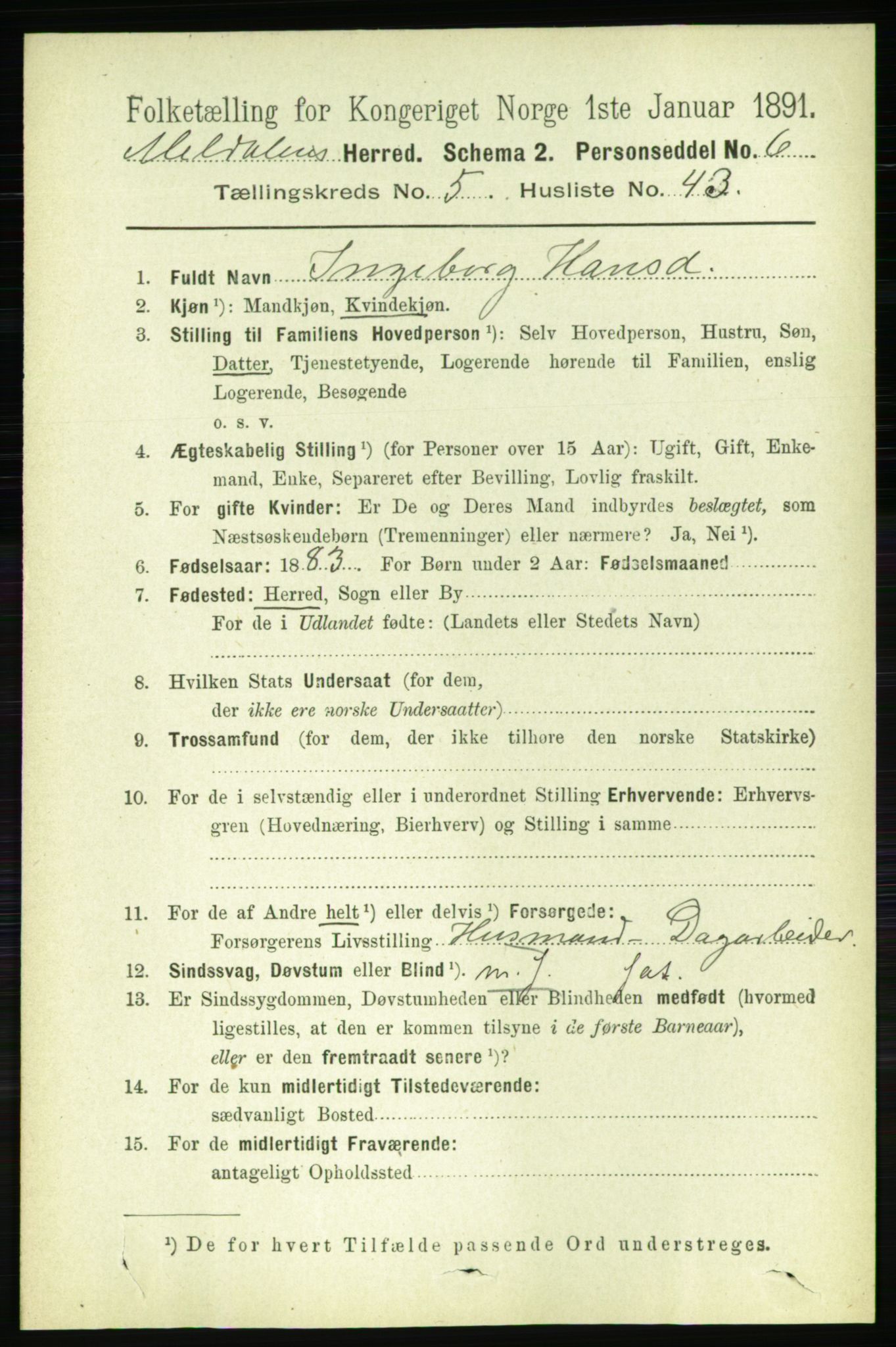 RA, 1891 census for 1636 Meldal, 1891, p. 2776