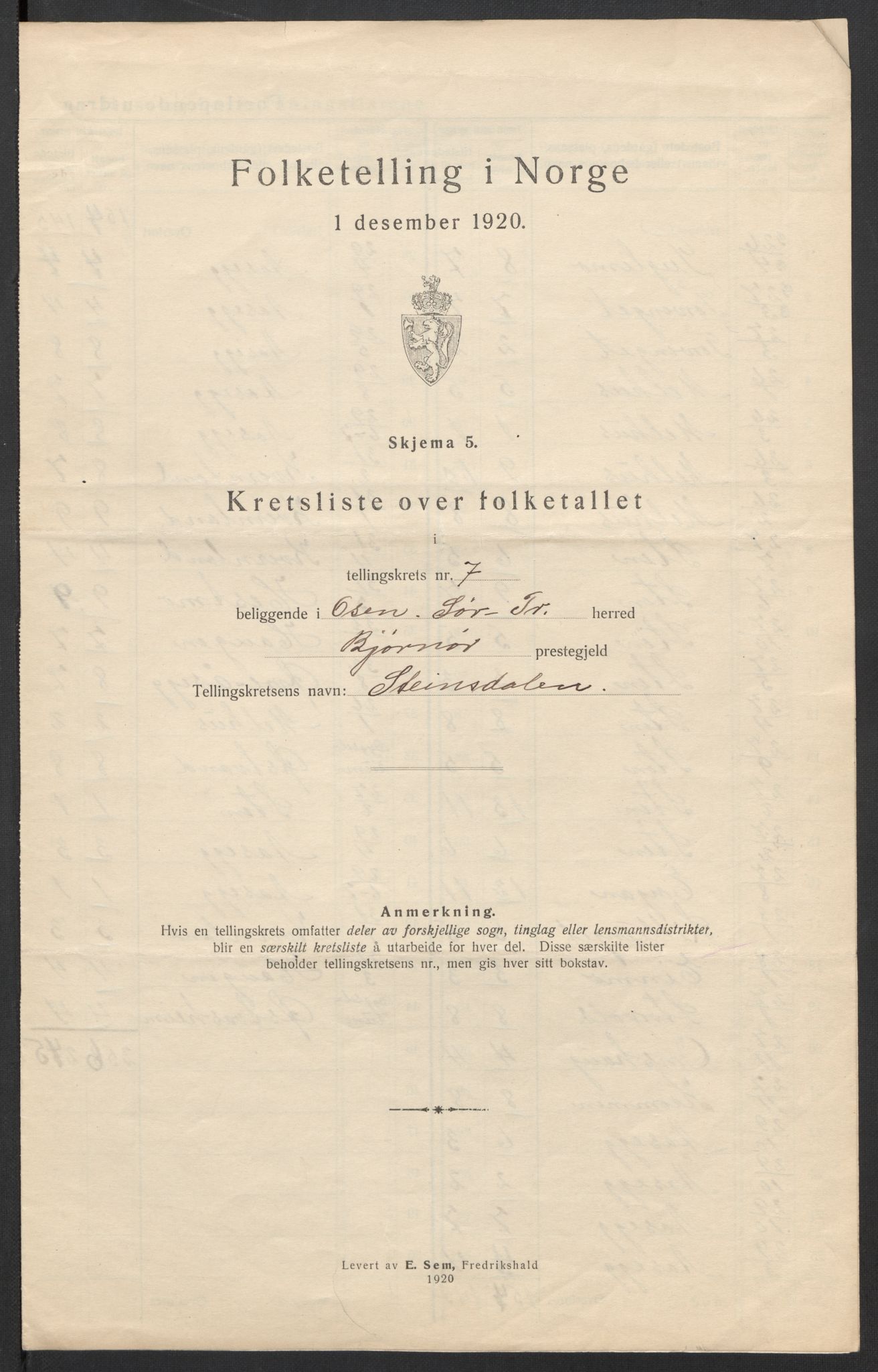 SAT, 1920 census for Osen, 1920, p. 25