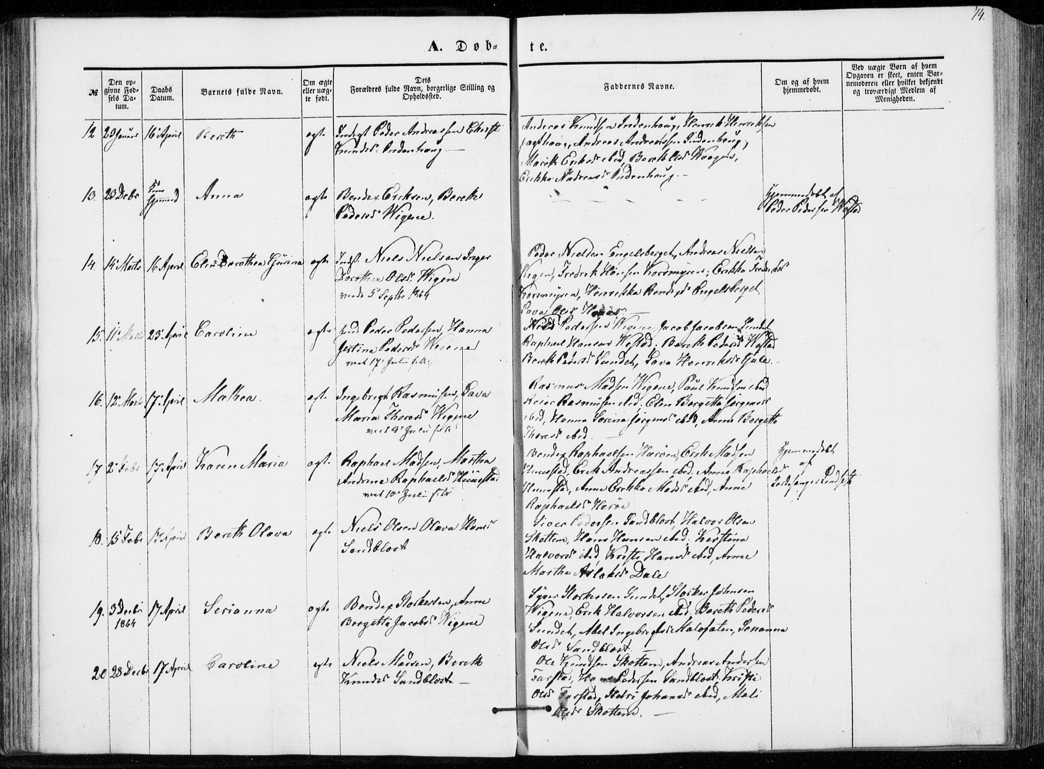 Ministerialprotokoller, klokkerbøker og fødselsregistre - Møre og Romsdal, AV/SAT-A-1454/566/L0767: Parish register (official) no. 566A06, 1852-1868, p. 74