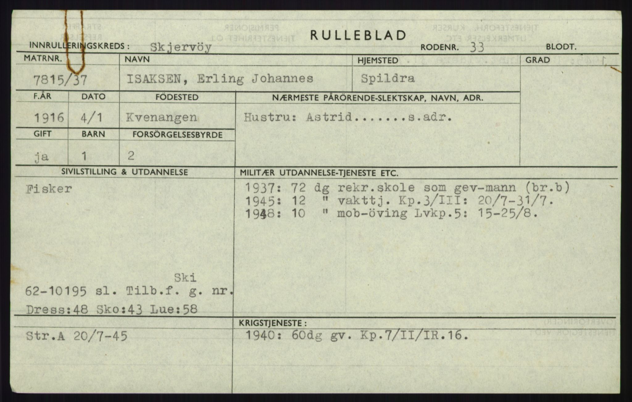Forsvaret, Troms infanteriregiment nr. 16, AV/RA-RAFA-3146/P/Pa/L0021: Rulleblad for regimentets menige mannskaper, årsklasse 1937, 1937, p. 417