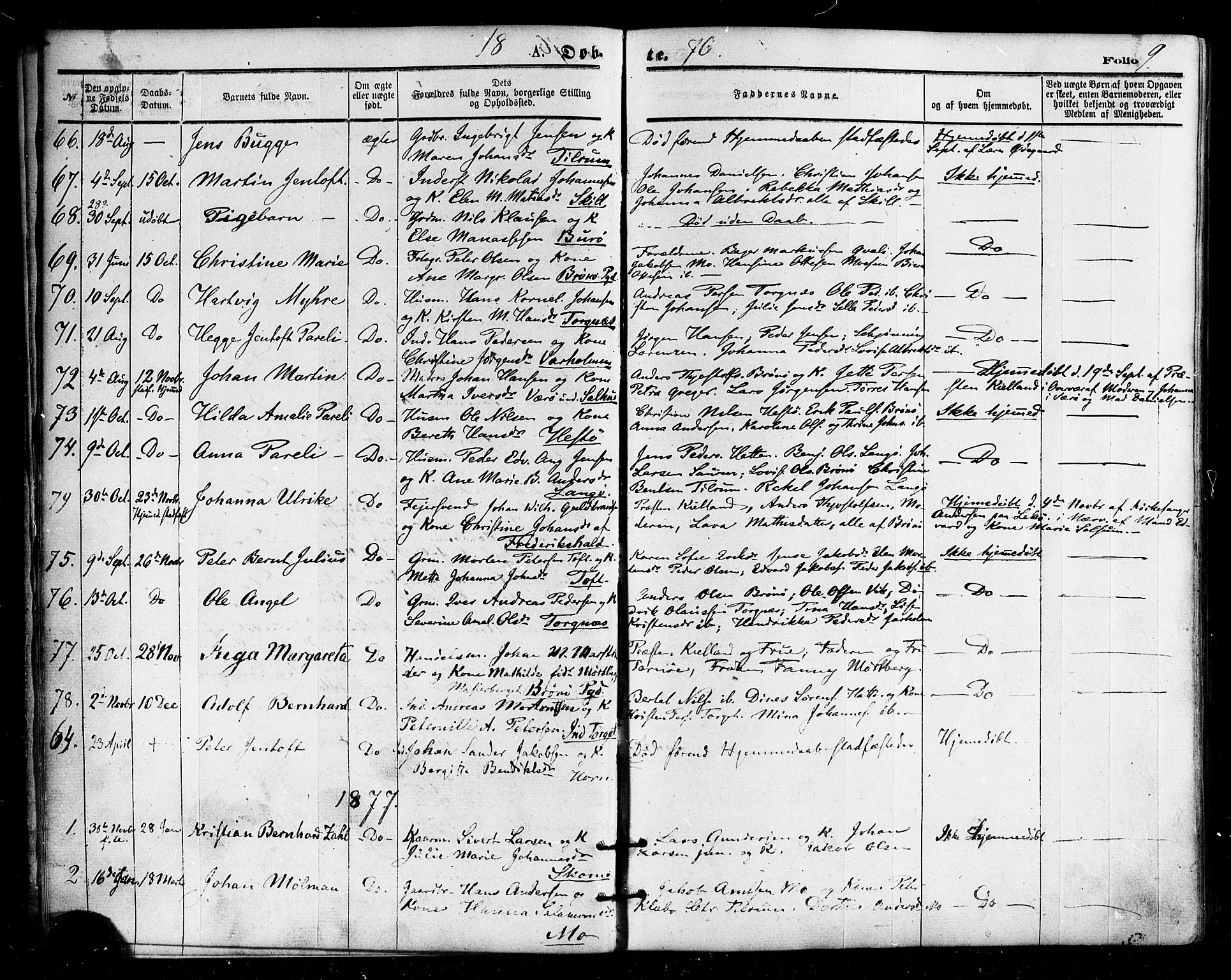 Ministerialprotokoller, klokkerbøker og fødselsregistre - Nordland, SAT/A-1459/813/L0199: Parish register (official) no. 813A09, 1875-1885, p. 9