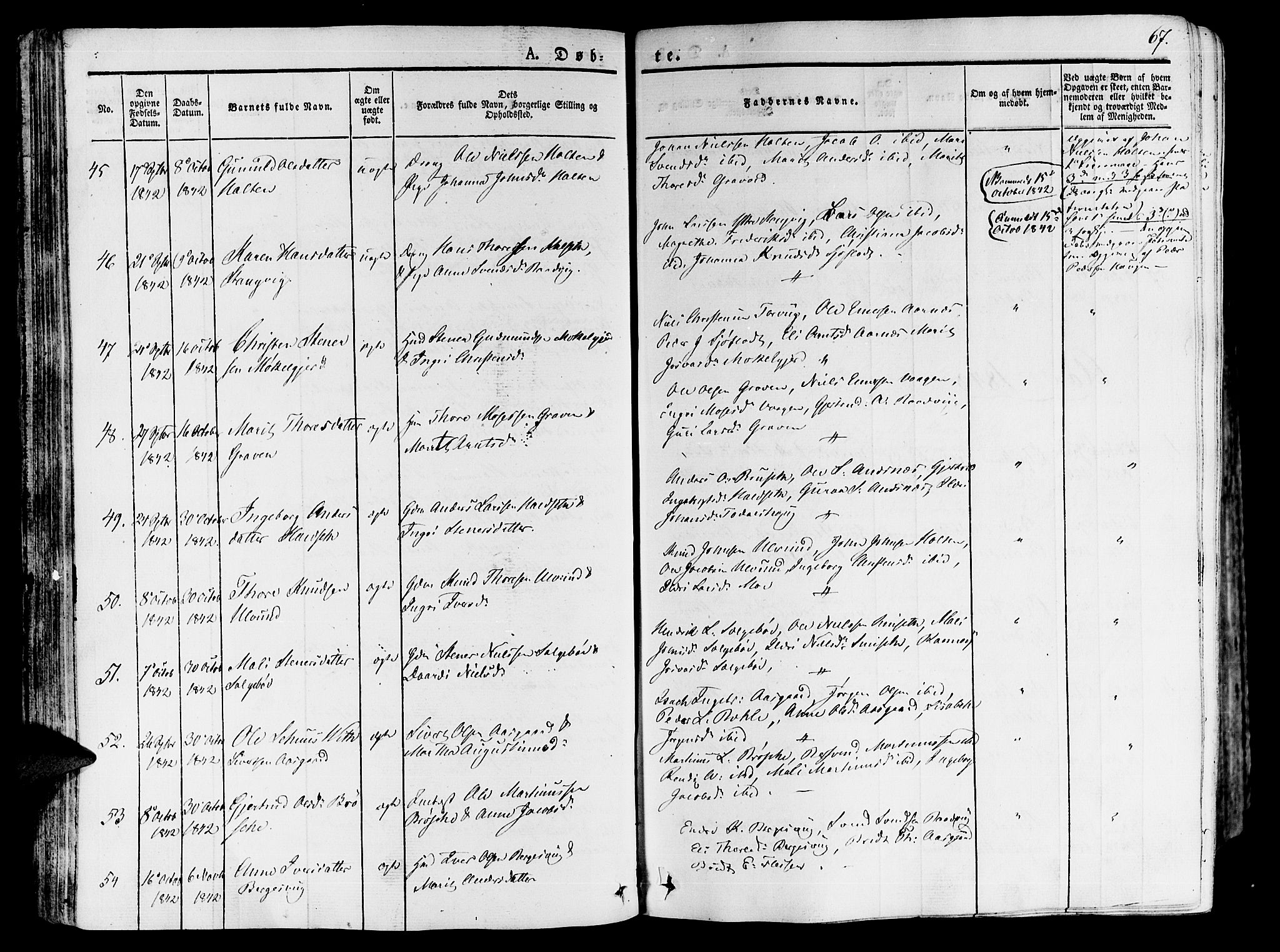 Ministerialprotokoller, klokkerbøker og fødselsregistre - Møre og Romsdal, AV/SAT-A-1454/592/L1024: Parish register (official) no. 592A03 /1, 1831-1849, p. 67