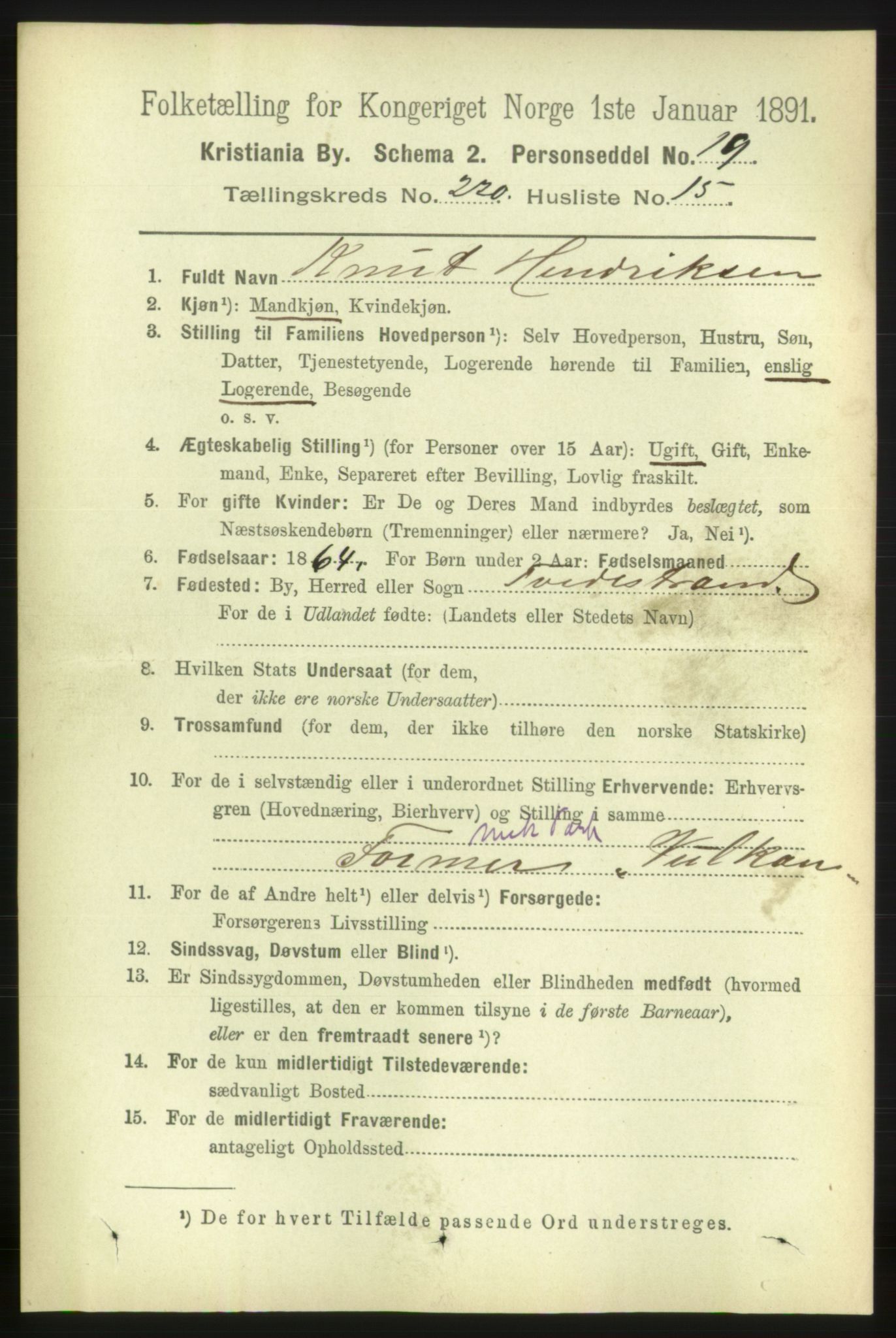 RA, 1891 census for 0301 Kristiania, 1891, p. 131417