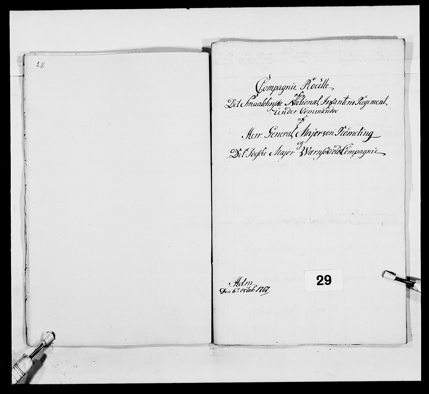 Kommanderende general (KG I) med Det norske krigsdirektorium, AV/RA-EA-5419/E/Ea/L0496: 1. Smålenske regiment, 1765-1767, p. 533