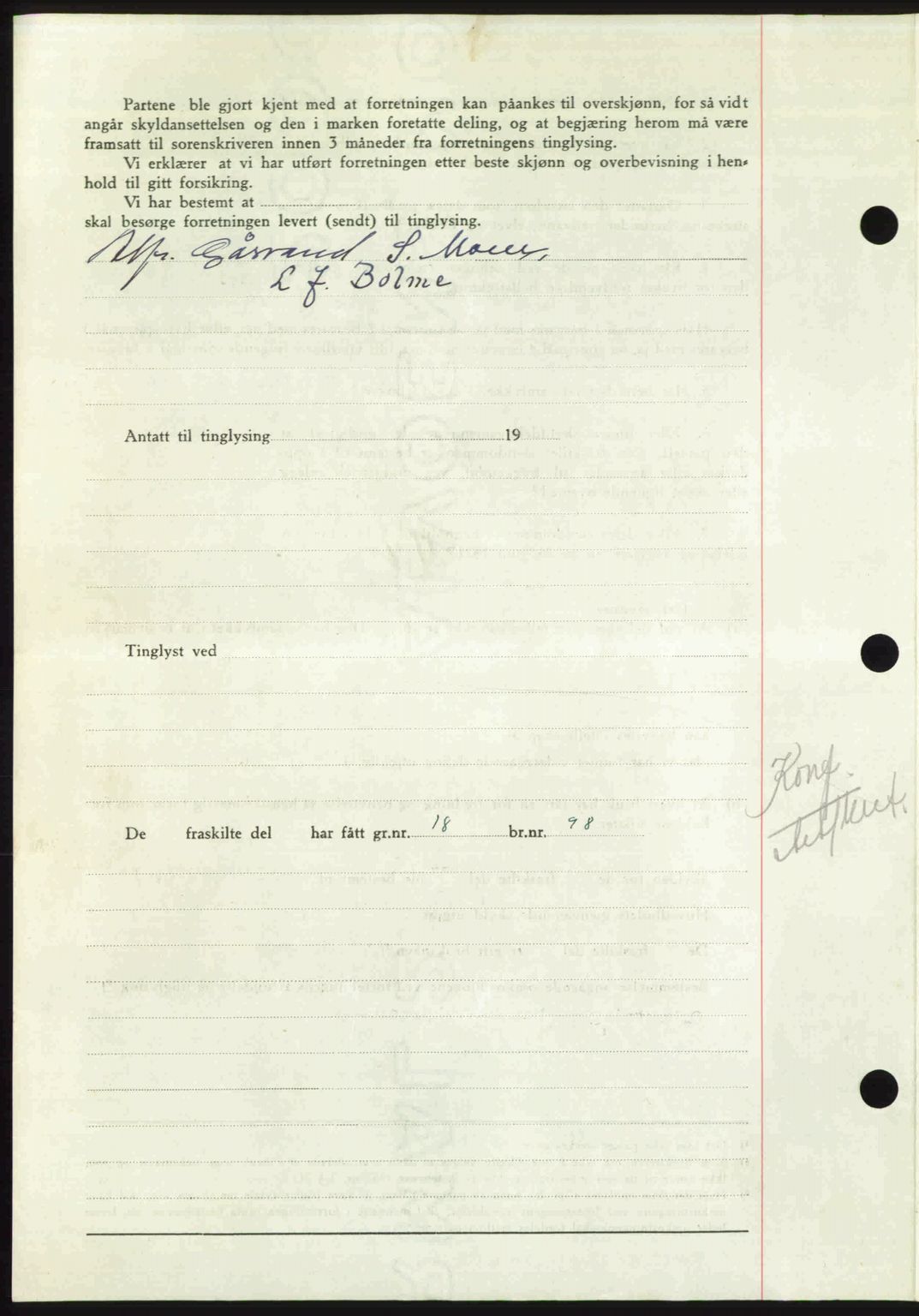 Nordmøre sorenskriveri, AV/SAT-A-4132/1/2/2Ca: Mortgage book no. A115, 1950-1950, Diary no: : 2285/1950