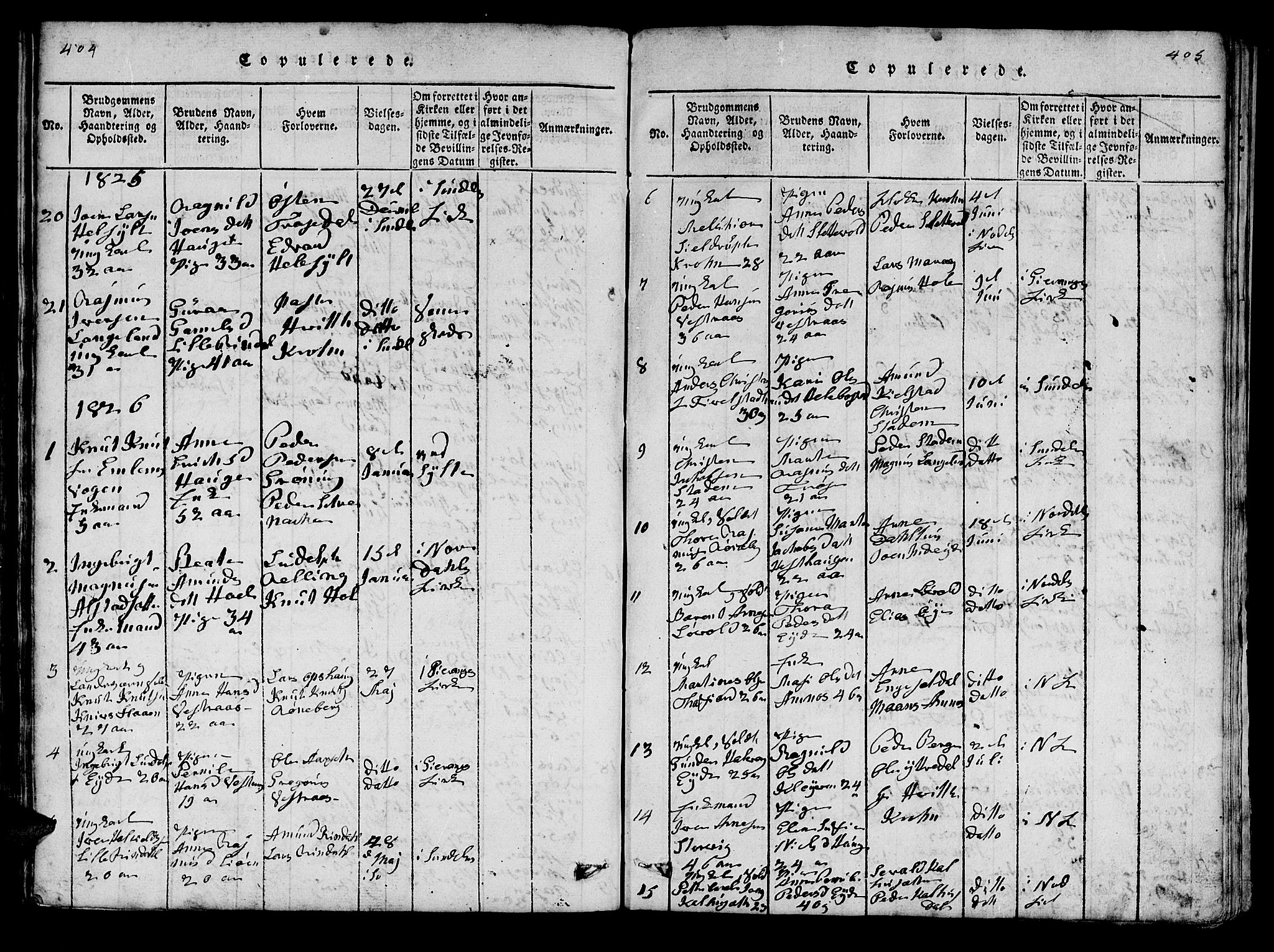 Ministerialprotokoller, klokkerbøker og fødselsregistre - Møre og Romsdal, SAT/A-1454/519/L0246: Parish register (official) no. 519A05, 1817-1834, p. 404-405