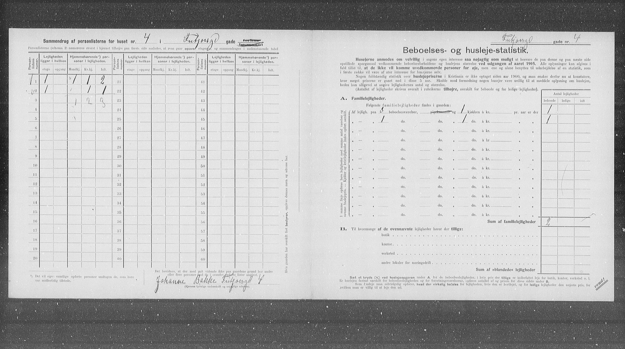 OBA, Municipal Census 1905 for Kristiania, 1905, p. 13954