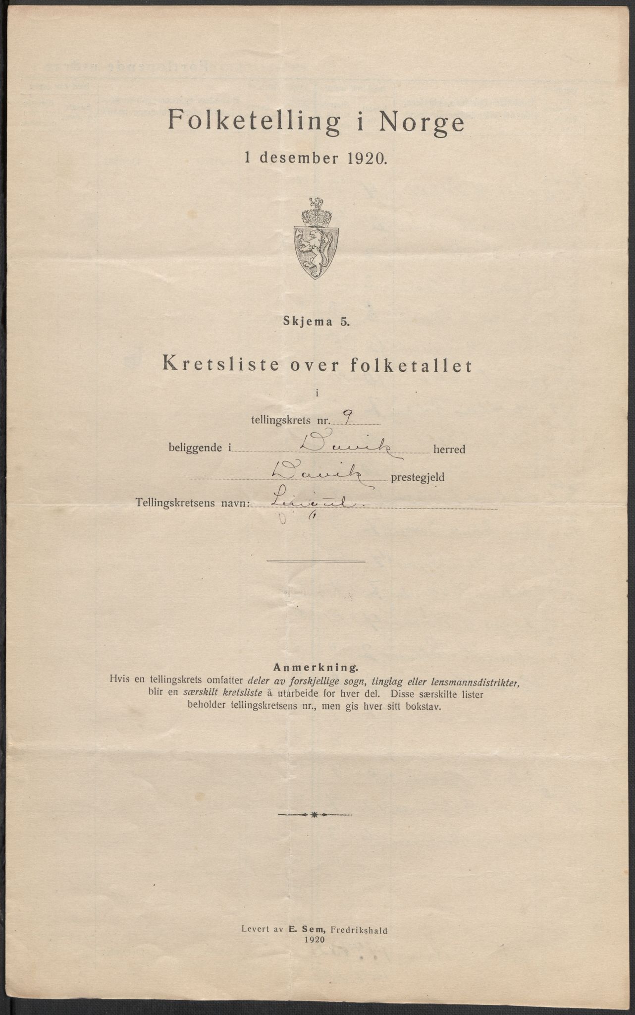 SAB, 1920 census for Davik, 1920, p. 32