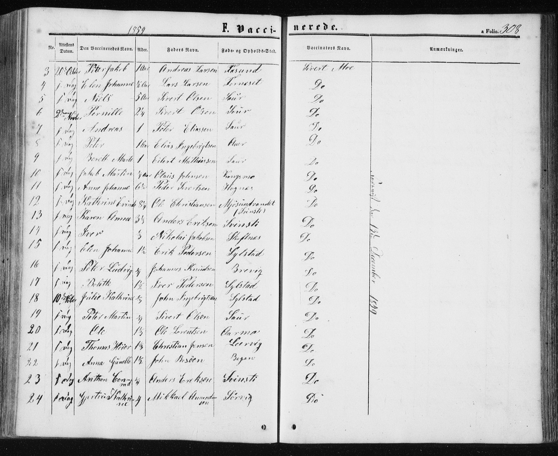 Ministerialprotokoller, klokkerbøker og fødselsregistre - Nord-Trøndelag, AV/SAT-A-1458/780/L0641: Parish register (official) no. 780A06, 1857-1874, p. 308