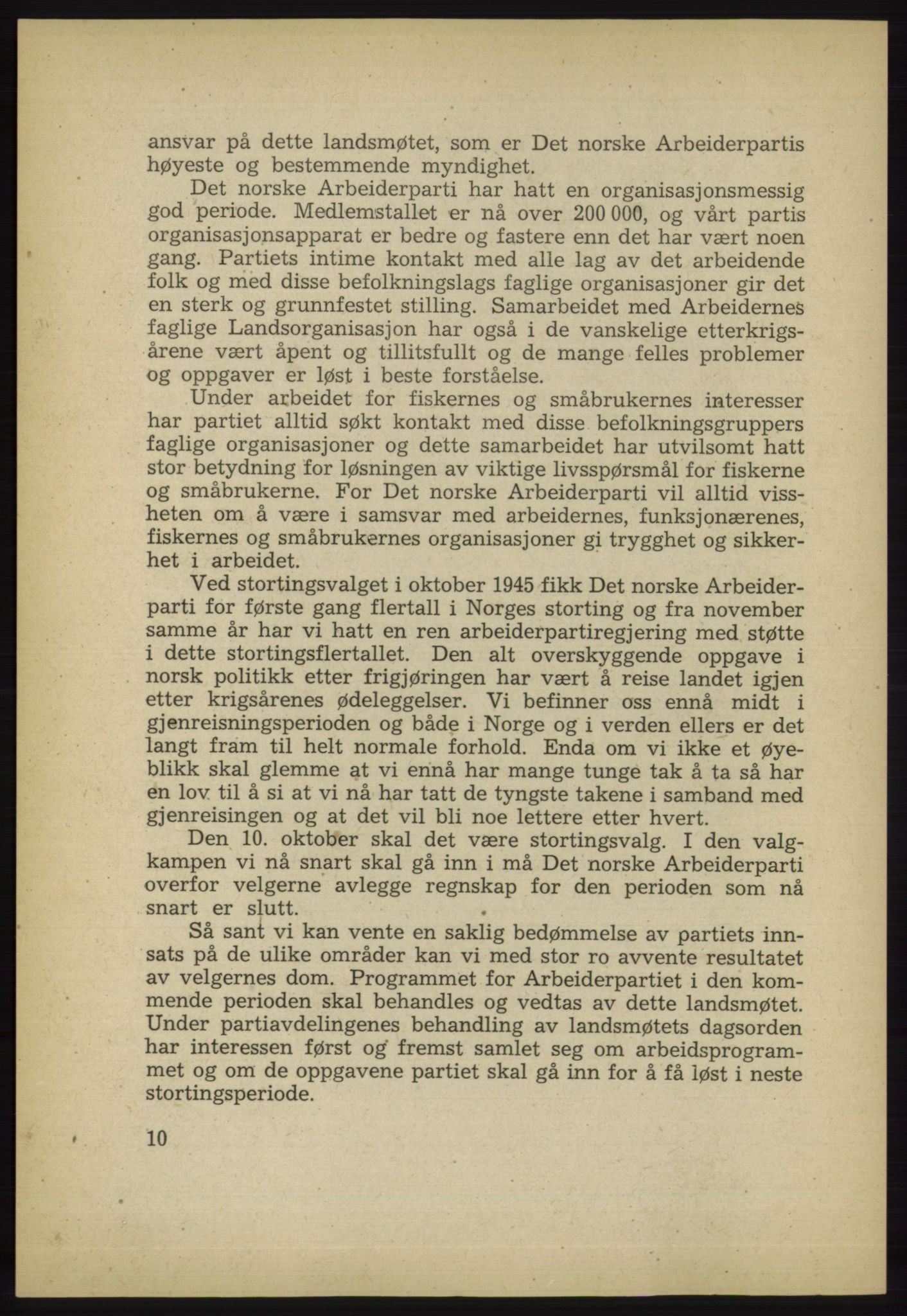 Det norske Arbeiderparti - publikasjoner, AAB/-/-/-: Protokoll over forhandlingene på det 33. ordinære landsmøte 17.-20. februar 1949 i Oslo, 1949, p. 10