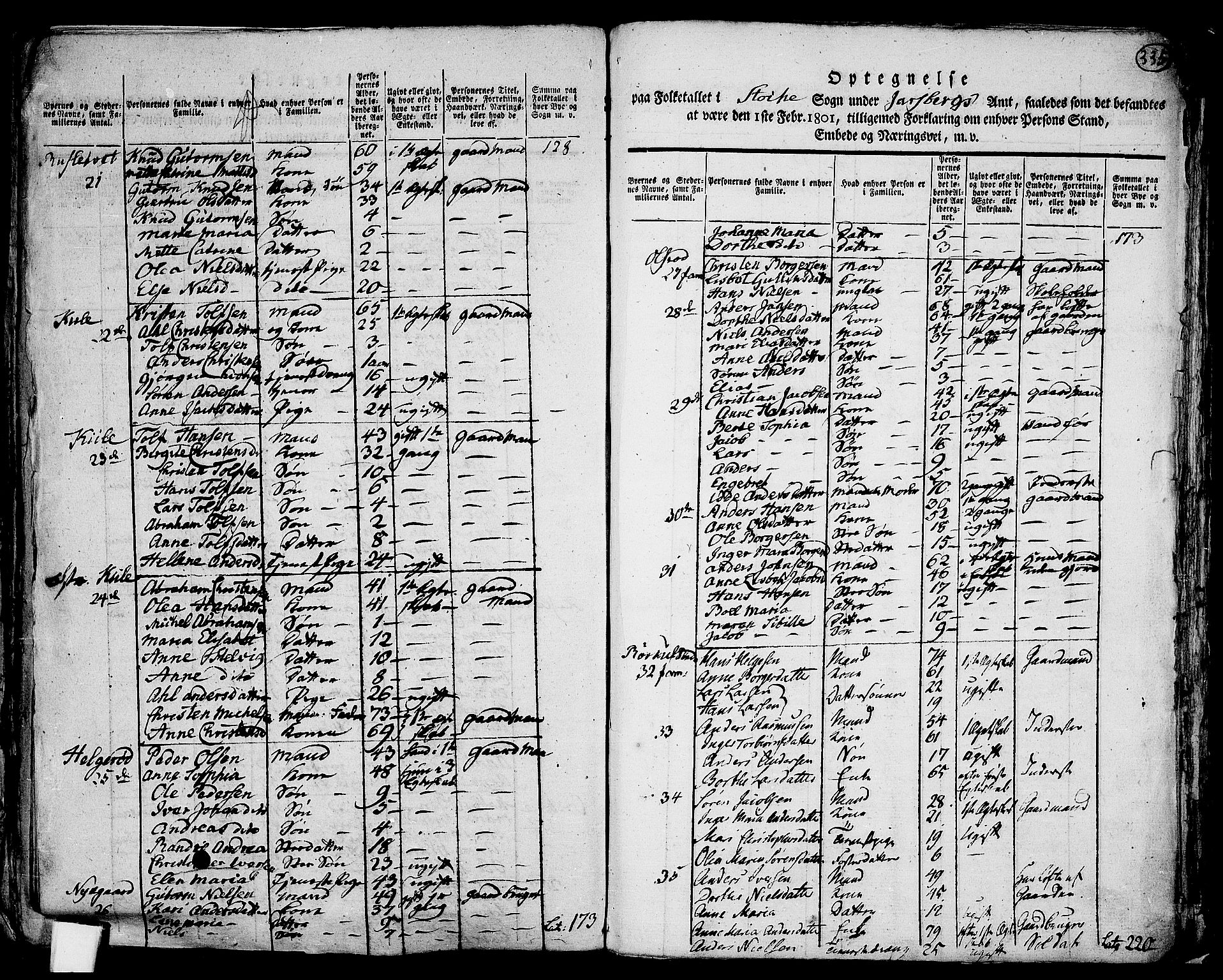 RA, 1801 census for 0720P Stokke, 1801, p. 334b-335a